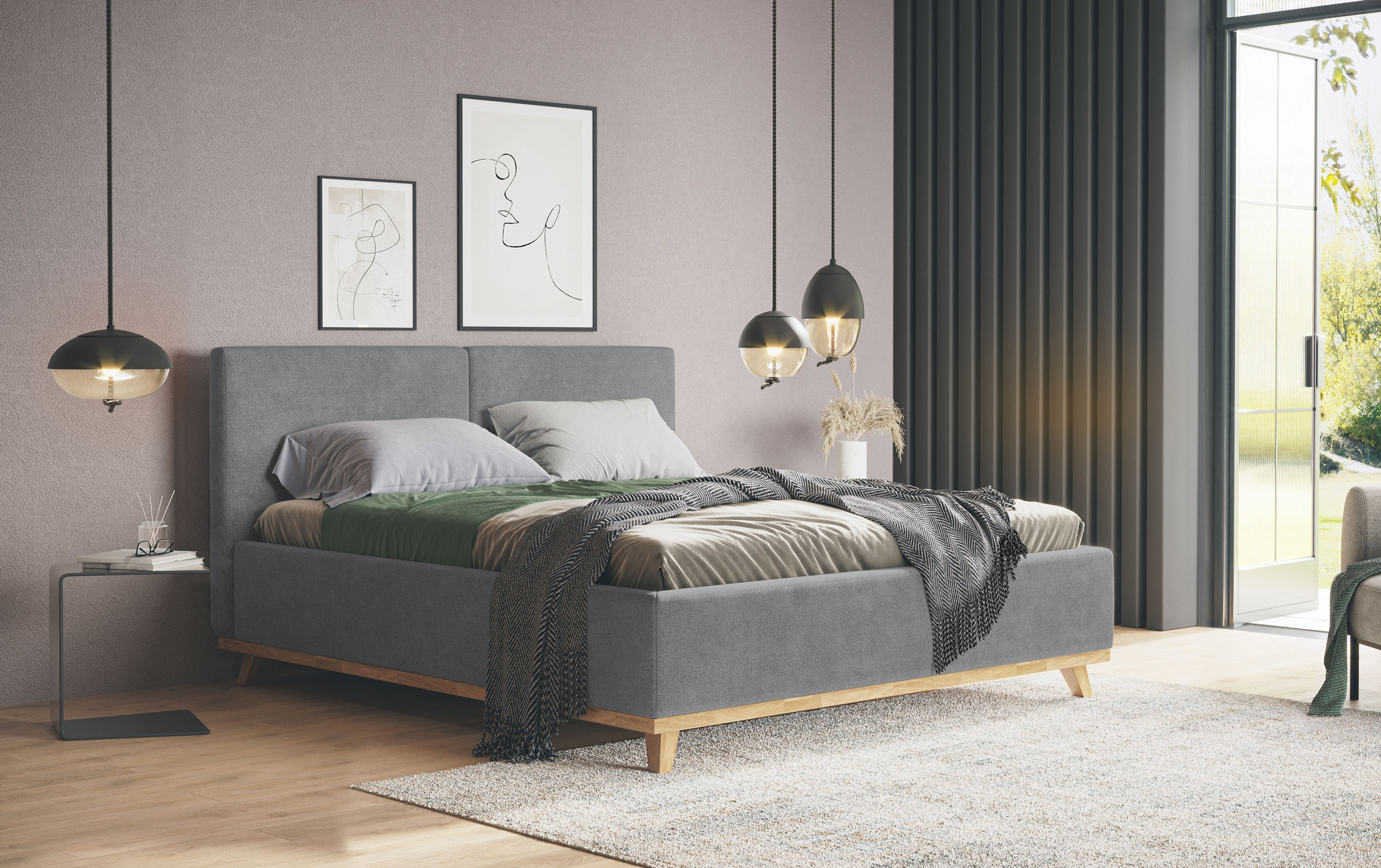 Polsterbett COTTA, B:191cm H:112cm L:222cmiron, Betten, "MILLI III wahlweise mit Bettkasten", erhältlich in den Größen 160x200cm & 180x200cm