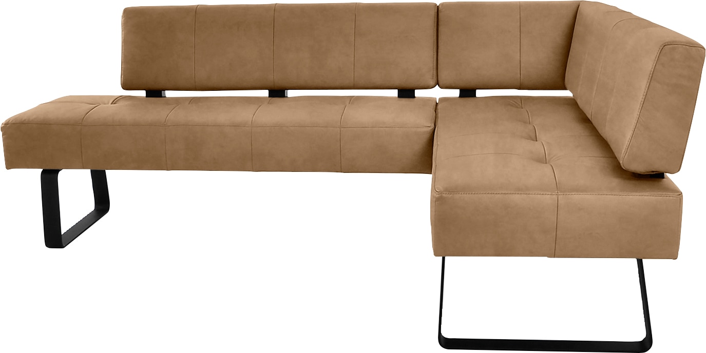 Eckbank K+W KOMFORT & WOHNEN "Spider II", braun (cognac 71, schwarz), B:227cm H:88cm T:165cm, Sitzbänke, Eckbank, Sitzsteppung, bequem durch Sandwichbauweise, 2 Stellmaße