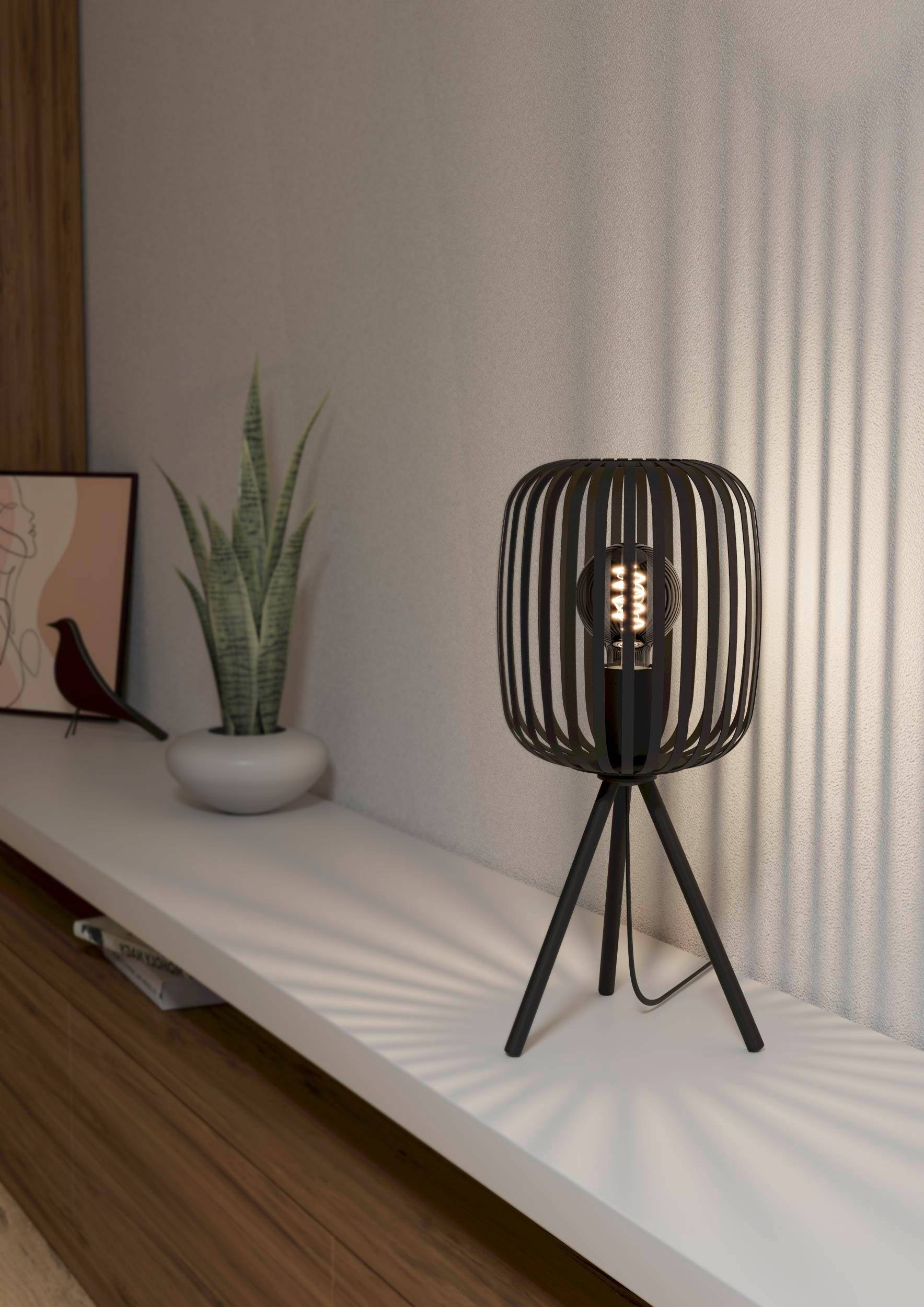 EGLO Tischleuchte »Tischleuchte ROMAZZINA, exkl. E27, Stahl, Tischlampe« E27 Stativ Nachtischlampe, 20x 20x43,5cm, Dreibein, Deko Schlafzimmer