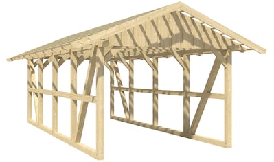 Einzelcarport »Schwarzwald«, KVH, Fichte, 300 cm, Eiche hell