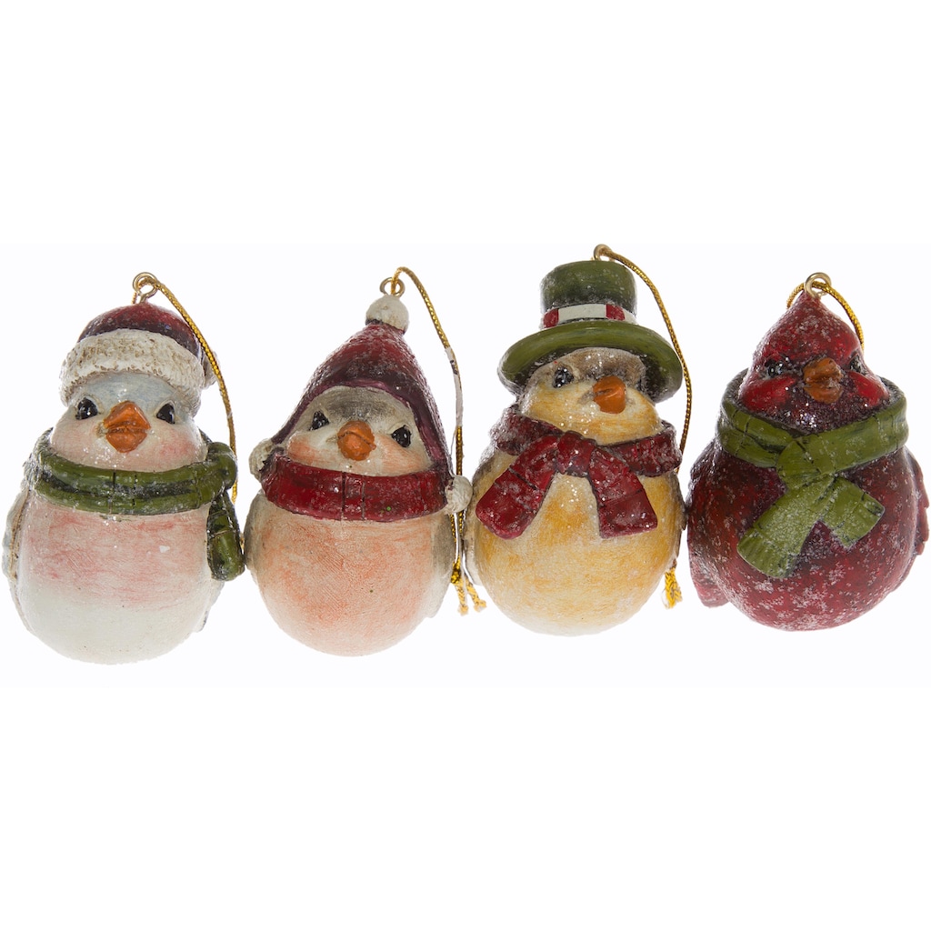 Myflair Möbel & Accessoires Baumbehang »Vögel, Weihnachtsdeko, Christbaumschmuck«, (Set, 4 St.), Höhe 7 cm