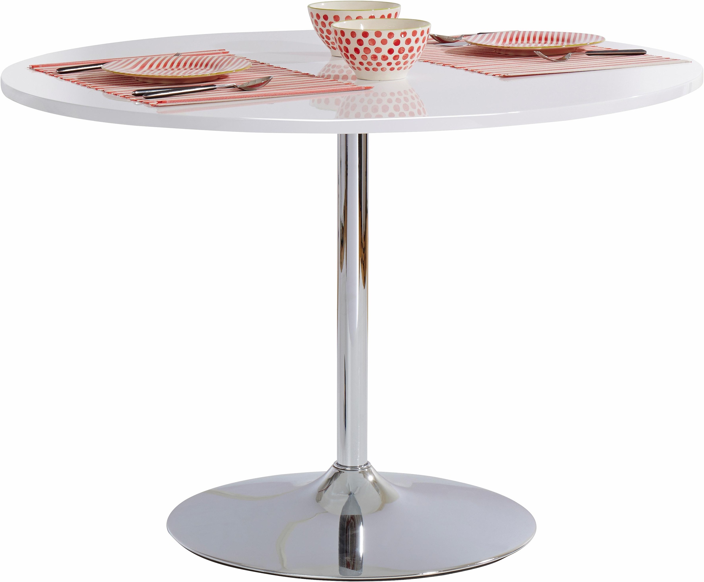 OTTO home Esstisch "Trompet" rund, Ø110 cm, Tischplatte weiß Hochglanz, Tro günstig online kaufen