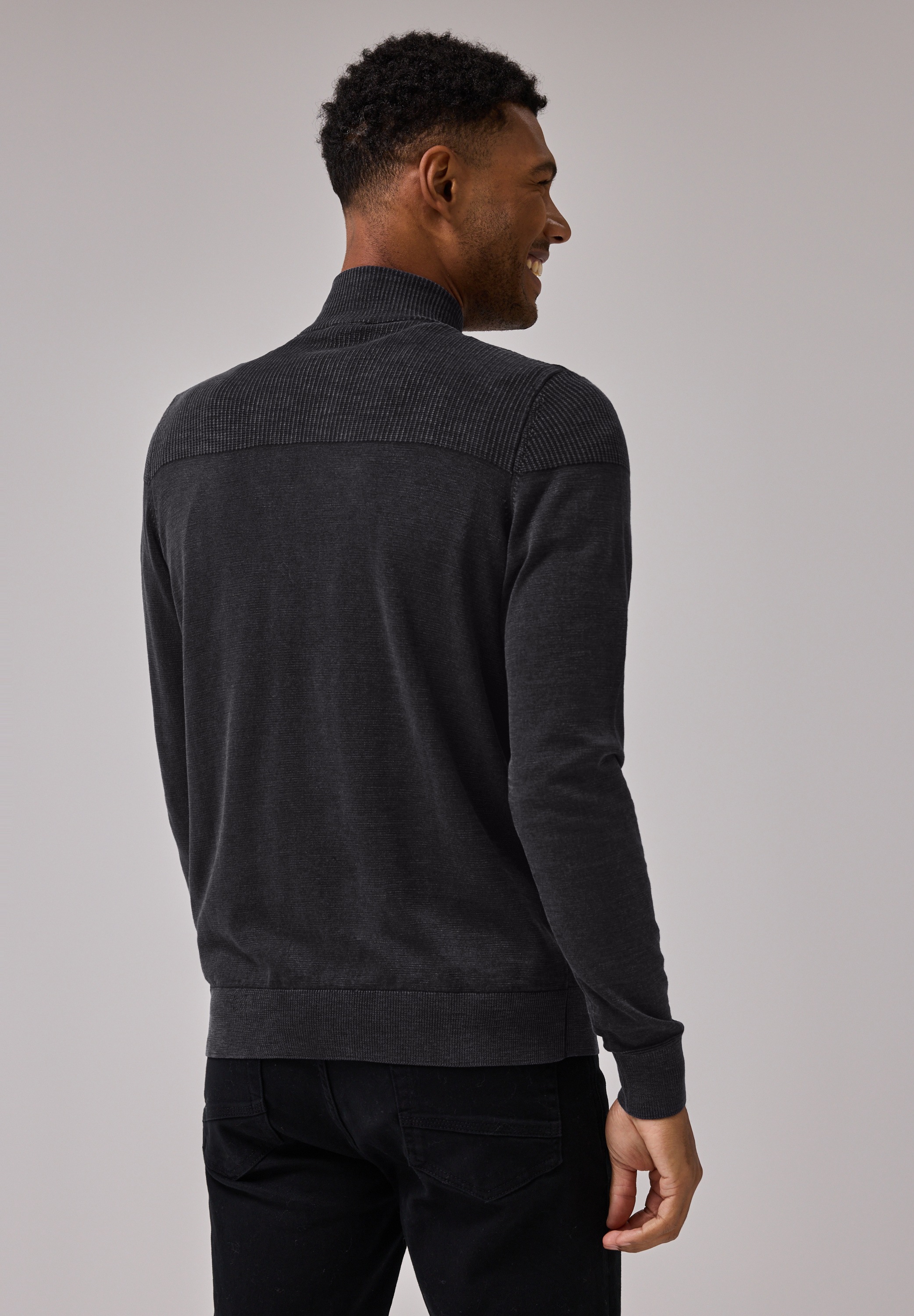 STREET ONE MEN Strickjacke, aus reiner Baumwolle