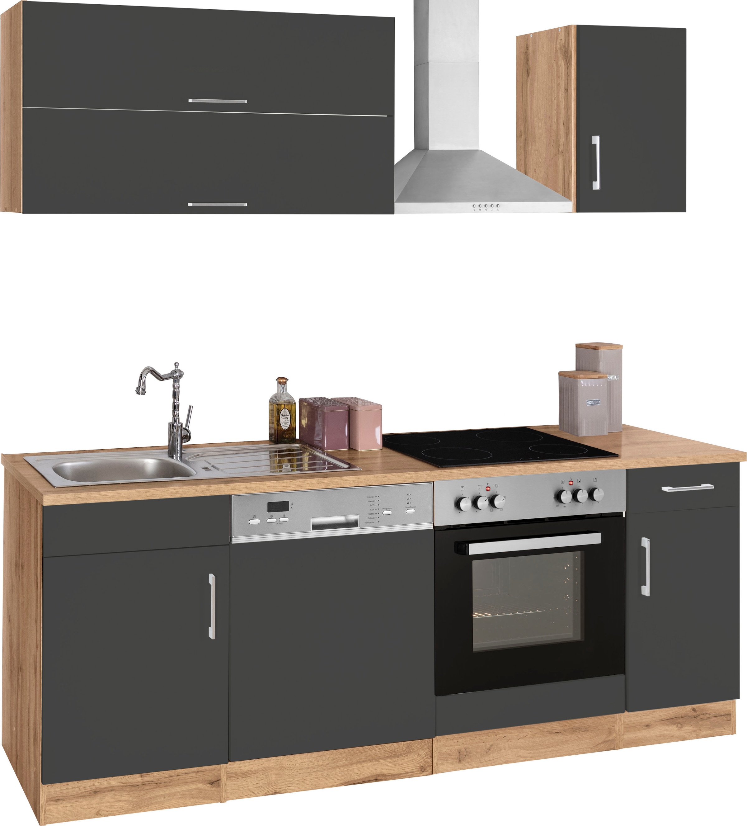 KOCHSTATION Küchenzeile »KS-Colmar«, mit E-Geräten, Breite 210 cm