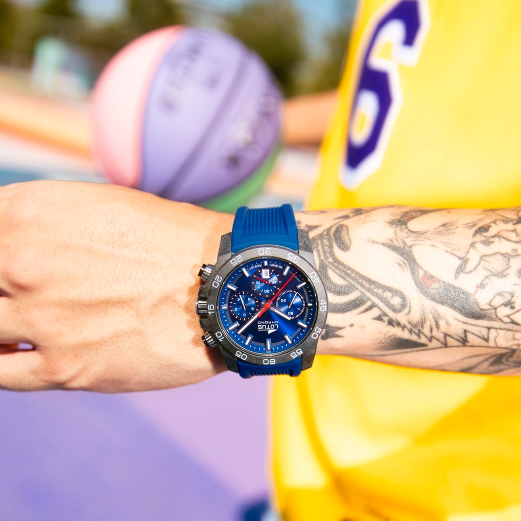 Lotus Chronograph, Quarzuhr, Armbanduhr, Herrenuhr, Kautschukarmband, Tag, Stoppfunktion