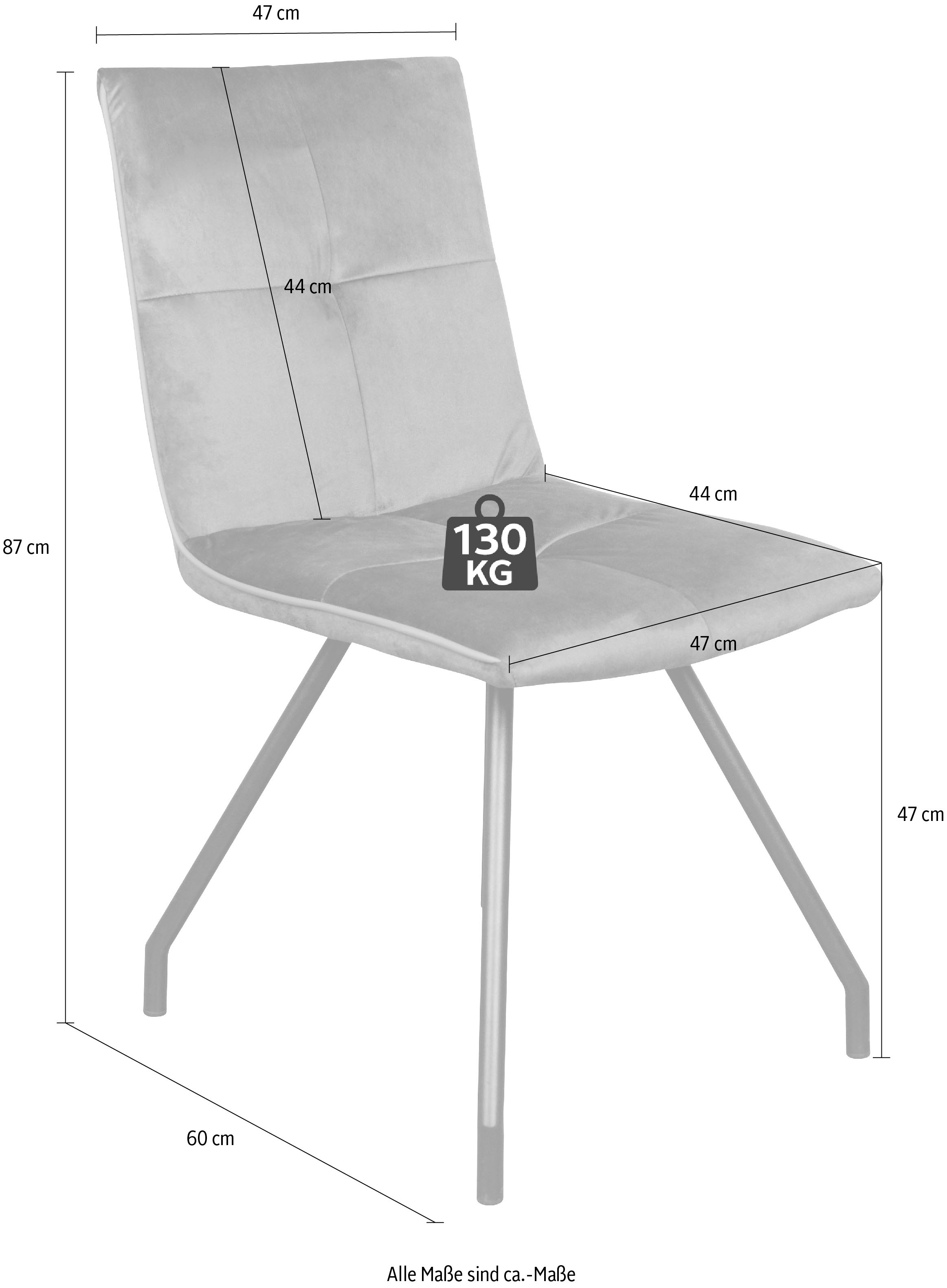 Kayoom Polsterstuhl »Stuhl Eaden 125 2er-Set, samtiger Stoffbezug, Paspel aus Kunstleder«, (Set), 2 St., stilvoll, pflegeleicht, zeitgemäße Farbgebung, samtiger Stoffbezug