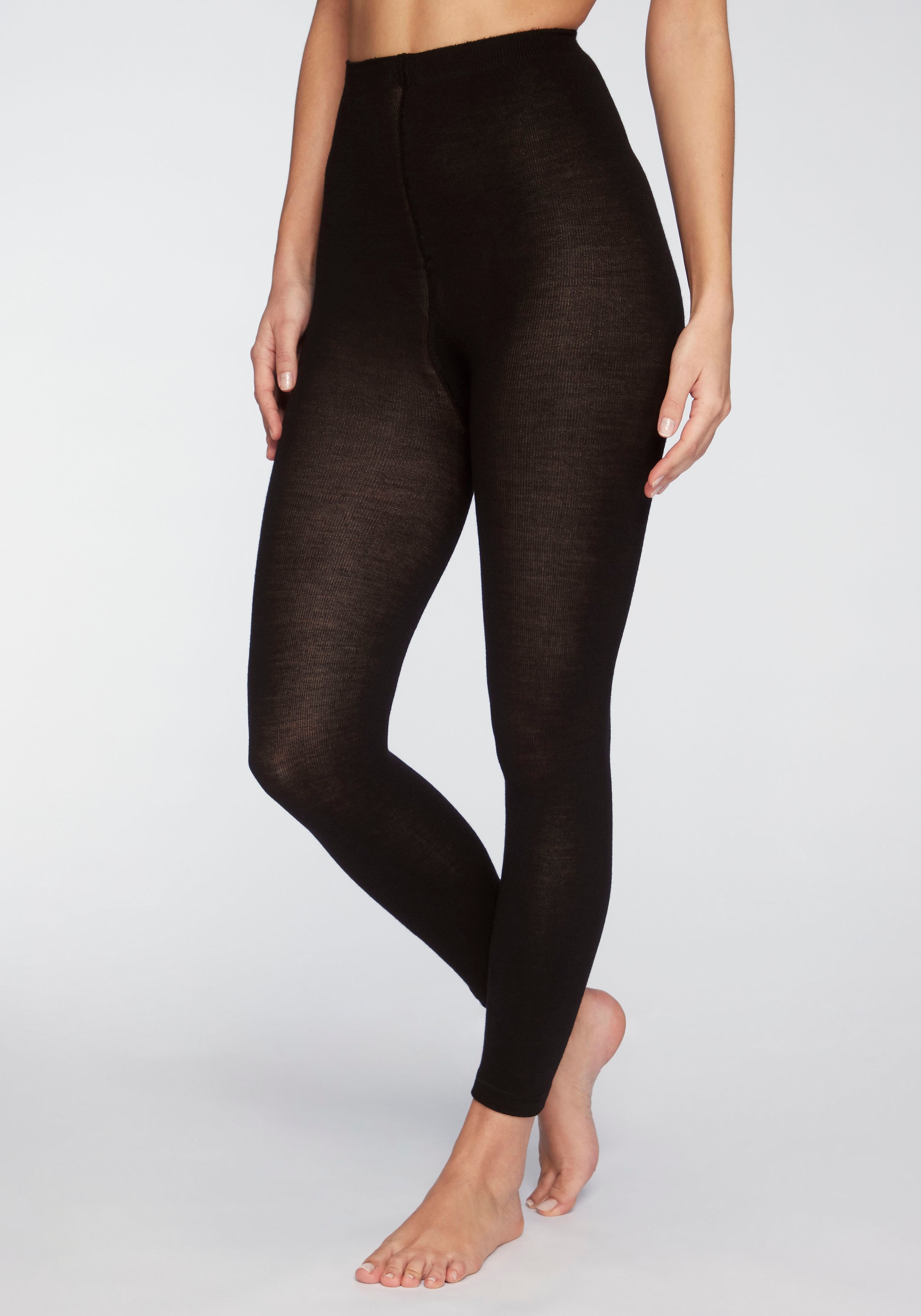 Lavana Strickstrumpfleggings "Slim Fot Base Layer, Ideal zum darunter ziehen" 1 Stk. wärmend 49% Wolle Temperatur regulierend, Feuchtigkeitsabsorbierend