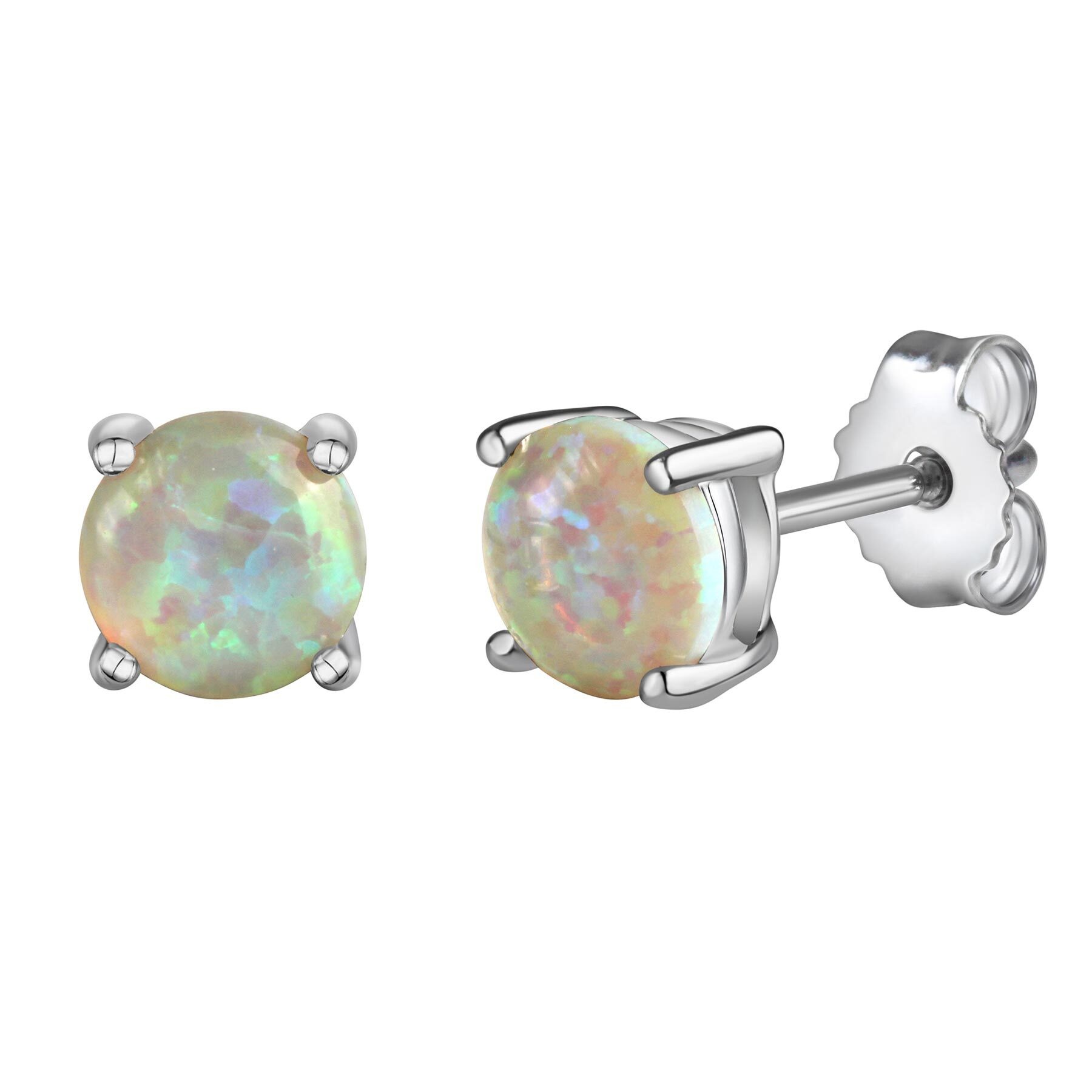 Paar Ohrstecker »925/- Sterling Silber rhodiniert Opal weiß«