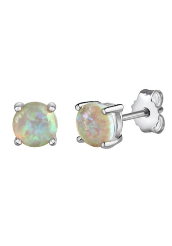 Paar Ohrstecker »925/- Sterling Silber rhodiniert Opal weiß«