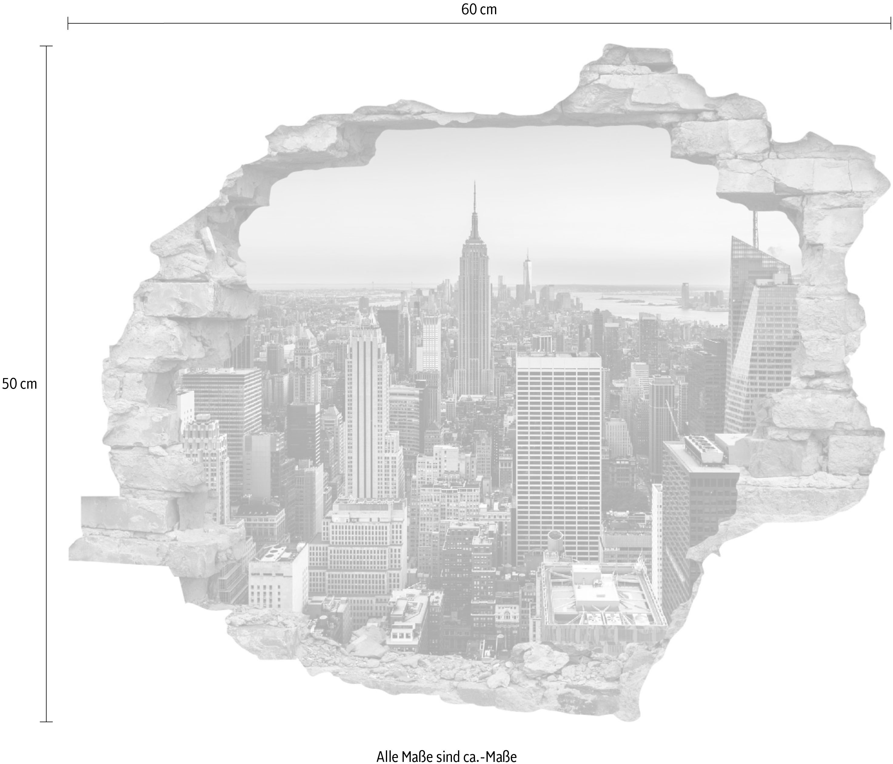Thumbnail - queence Wandtattoo "New York", (1 St.), Wandsticker, Wandbild, selbstklebend, 3D, Wanddurchbruch