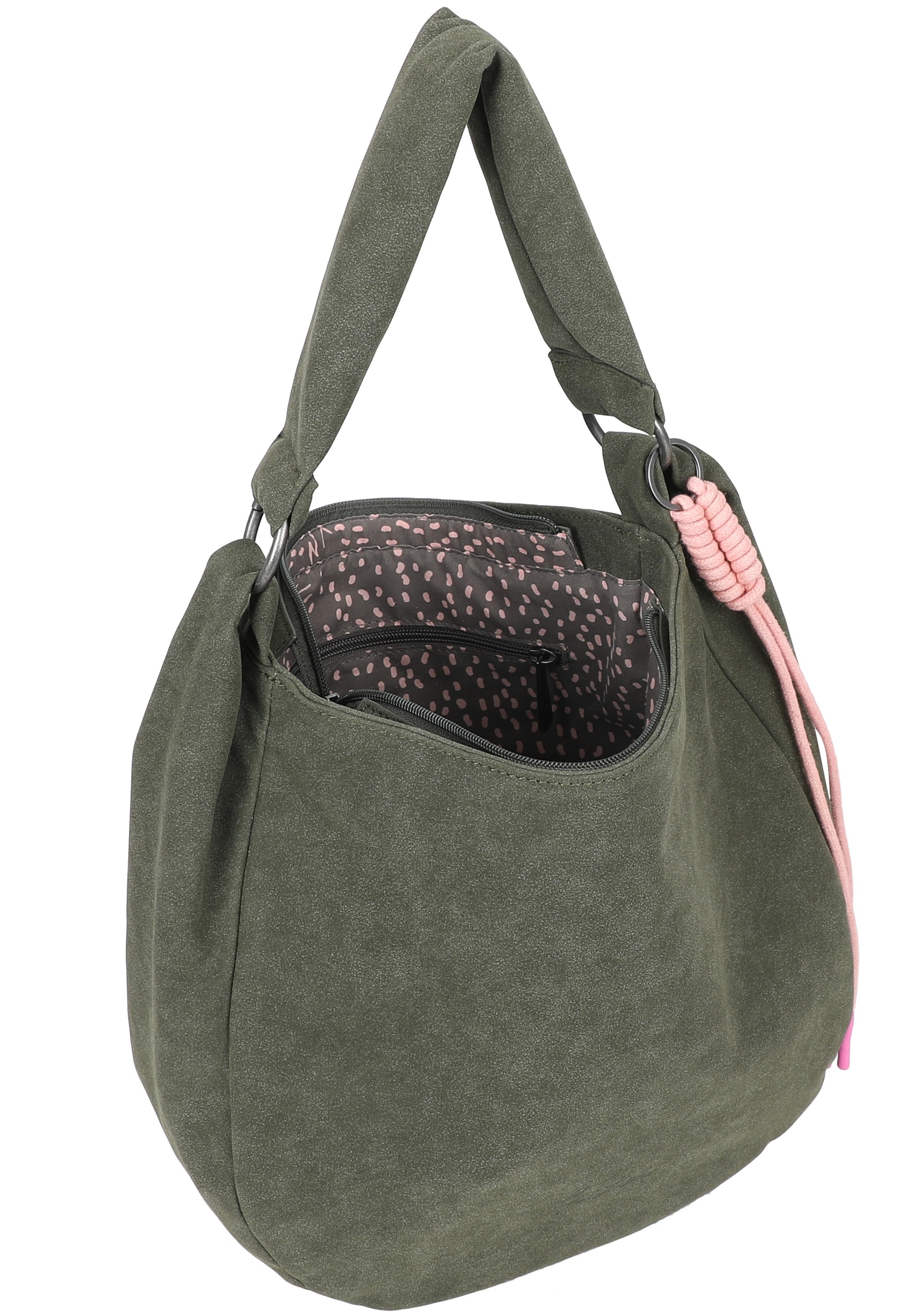 Fritzi aus Preußen Schultertasche »Sue01 Suede Jacky Soft Dark Olive« mit verstellbarem Schultergurt