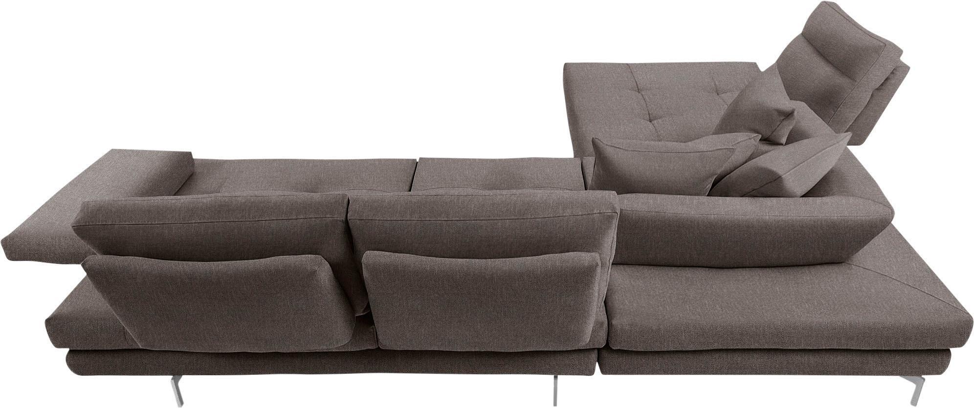 CALIA ITALIA Ecksofa »Toby Wing, L-Form, Designsofa mit sensationellem Sitzkomfort«, Sitztiefenverstell.,wahlw. mit Kissen-Set, Füße chrom glänzend