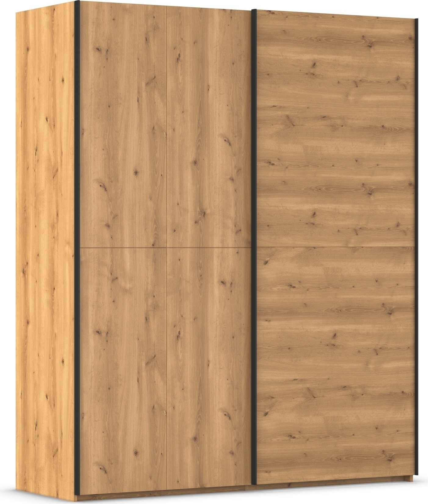rauch Schwebetürenschrank "Kleiderschrank Schrank Garderobe Schlafzimmerschrank SCALE-WOOD" senkrecht geteilte Türen in robuster massiver Asteiche MADE IN GERMANY