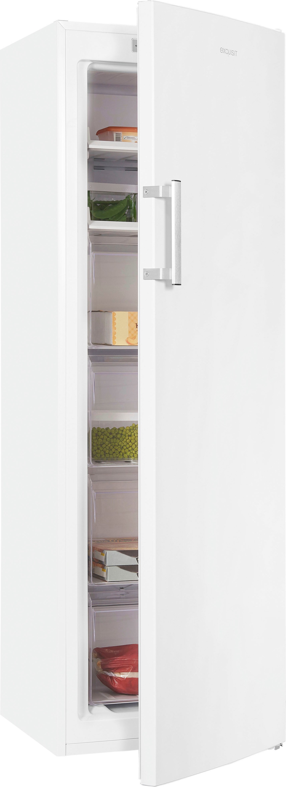 EXQUISIT Gefrierschrank "GS271-NF-H-040D Inoxlook", B:54cm H:170,5cm T:59,4cm, silber, Gefrierschränke, 4*-Gefrierschrank No Frost mit LED-Anzeige &