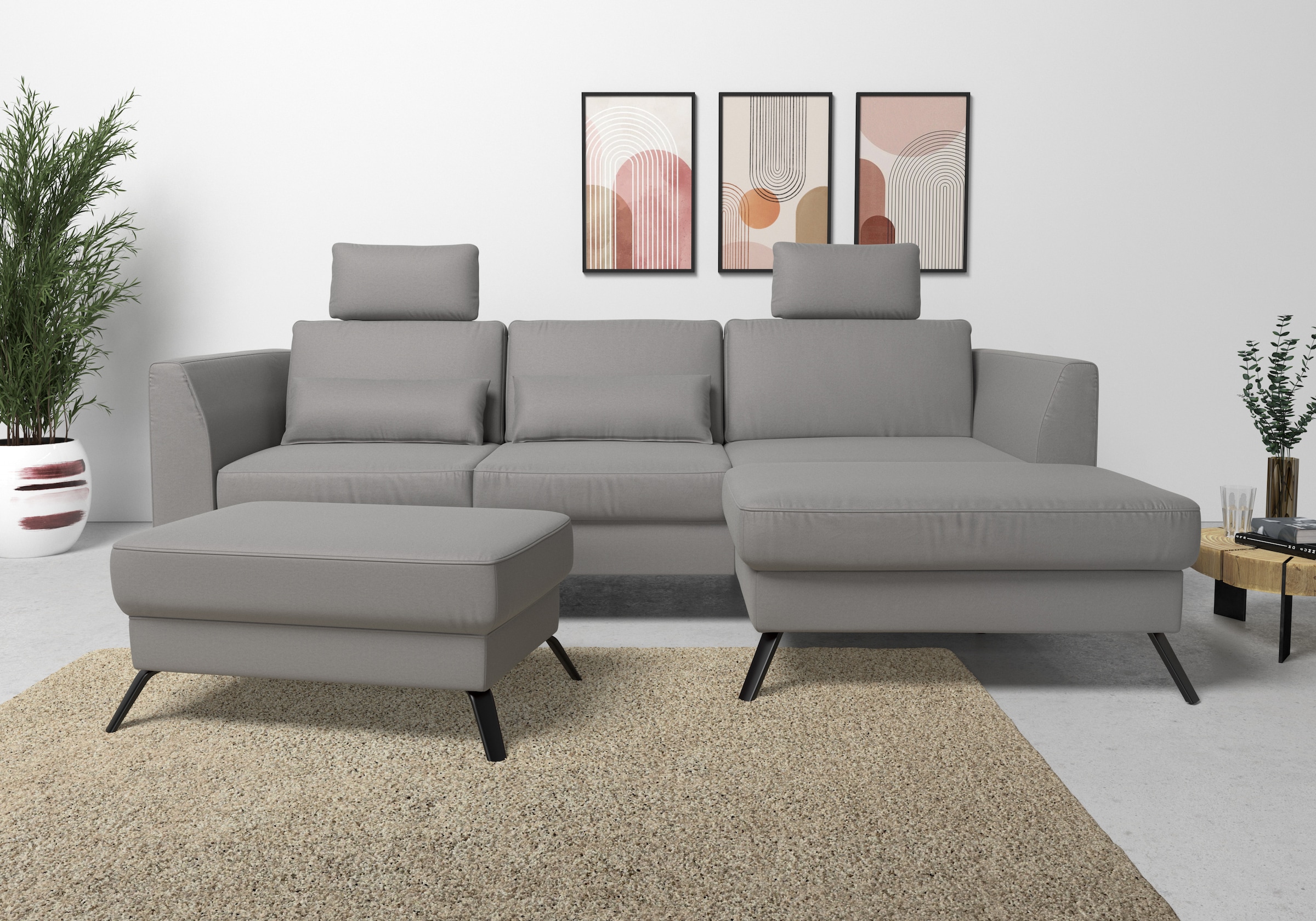 sit&more Ecksofa "Olsen L-Form" inklusive Sitztiefenverstellung, optional Schlaffunktion, 15cm hoch