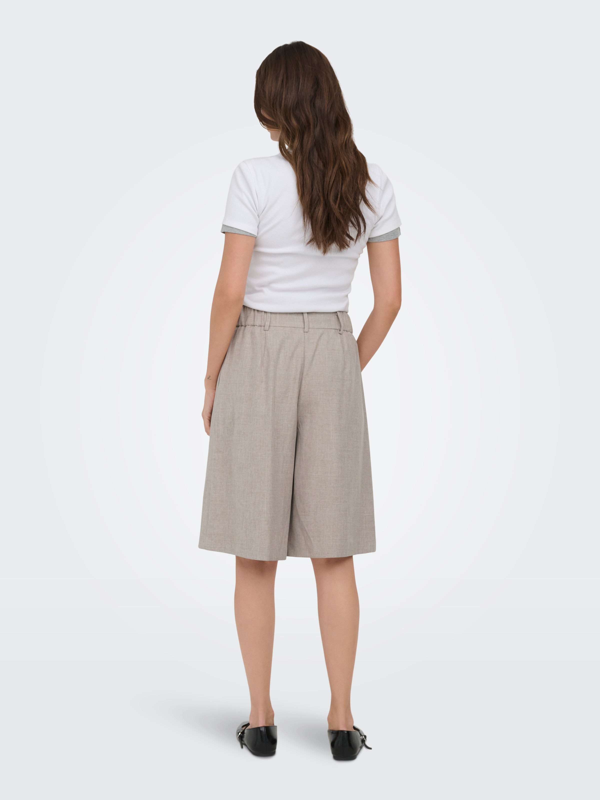 ONLY Bermudas »ONLLINDA HW MEL LONG SHORTS TLR NOOS«  Materialmix, loose fit, High Waist