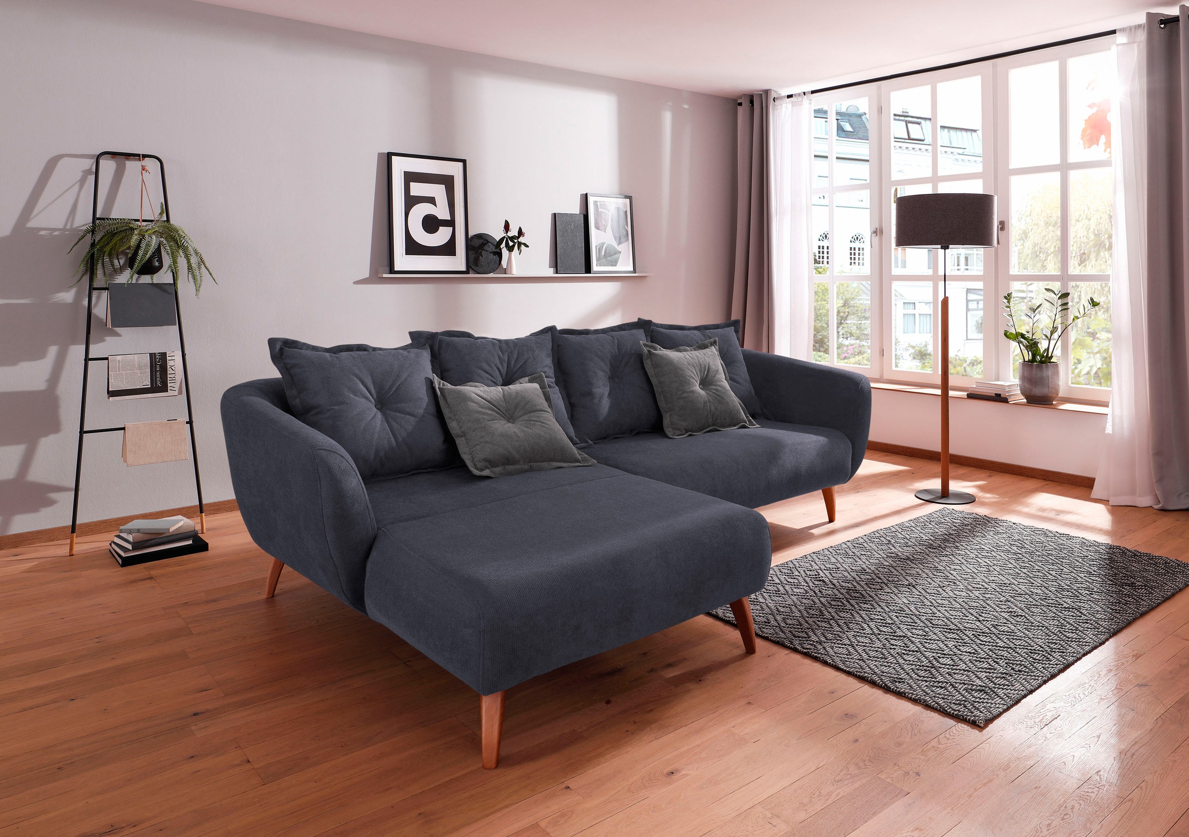 Home affaire "Baggio formschöne Polsterecke, bequem, Breite 277cm, L-Form" Zierkissen inklusive