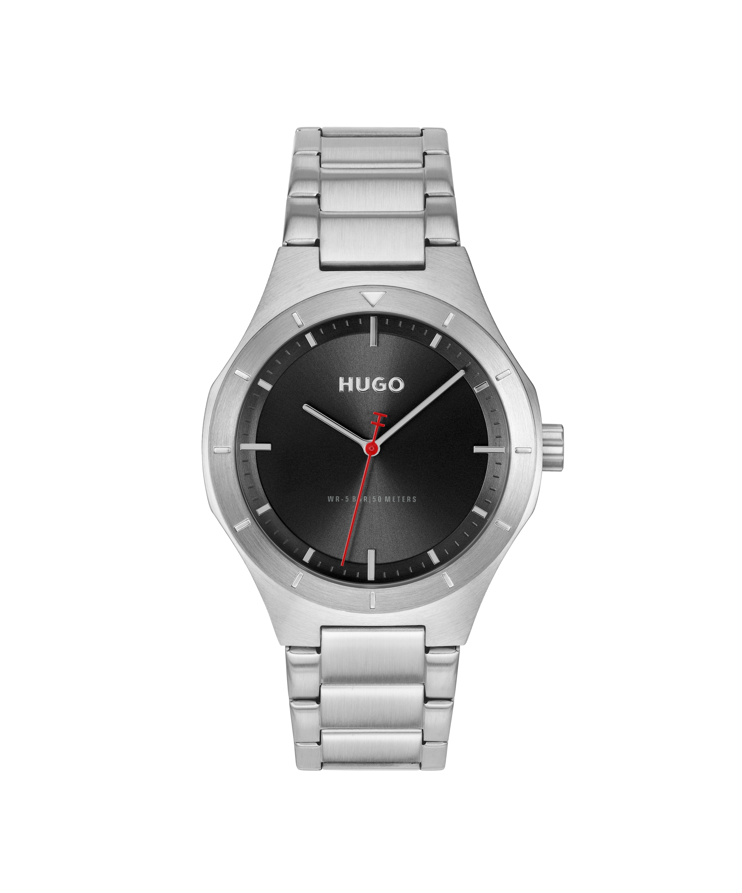 HUGO Quarzuhr »#LIT« Armbanduhr, Herrenuhr, Edelstahlarmband, analog