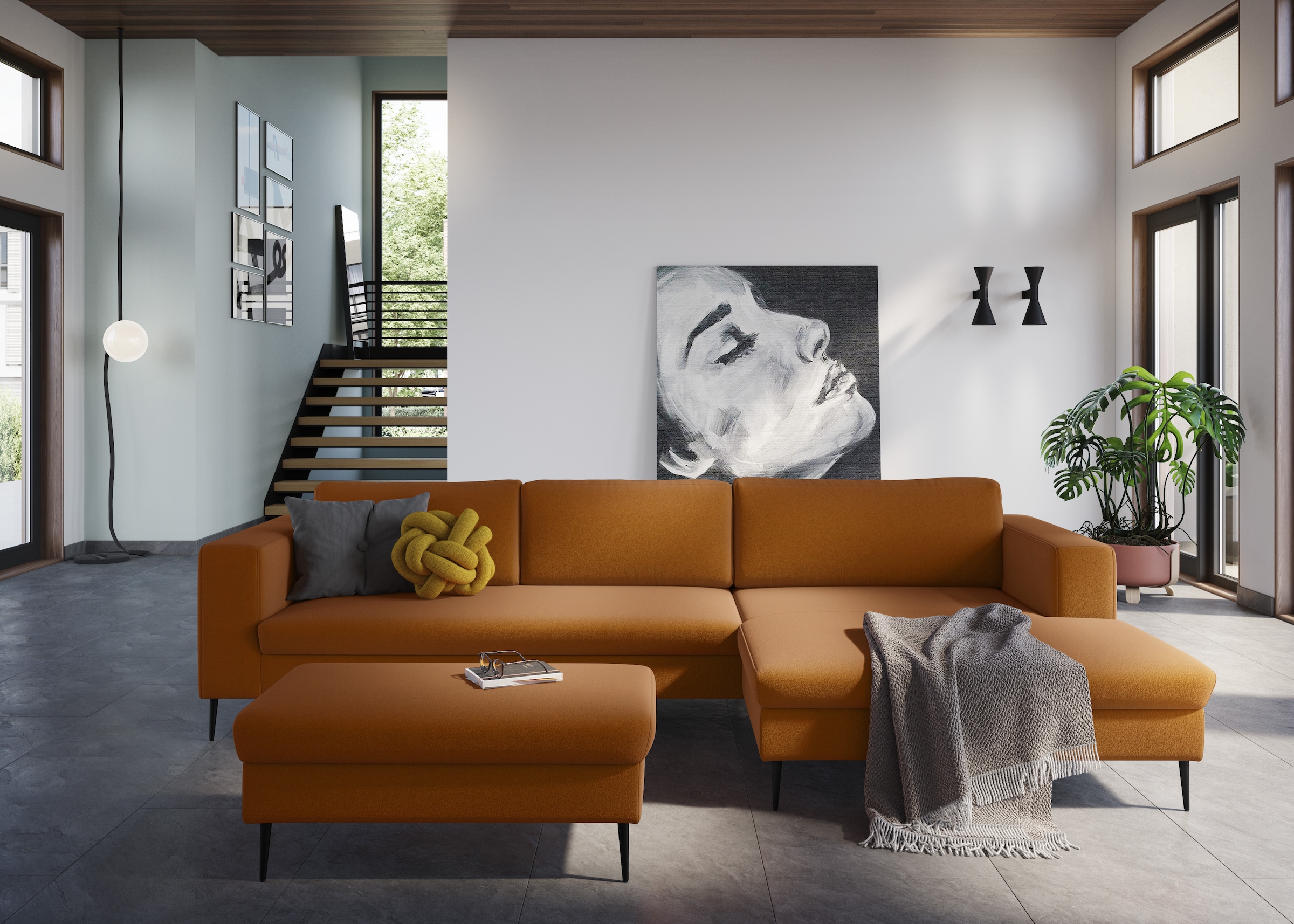 DOMO collection Ecksofa »Modica, zeitlos und elegant, L-Form«, moderne Optik mit extrabreiter Recamiere, auch in Cord