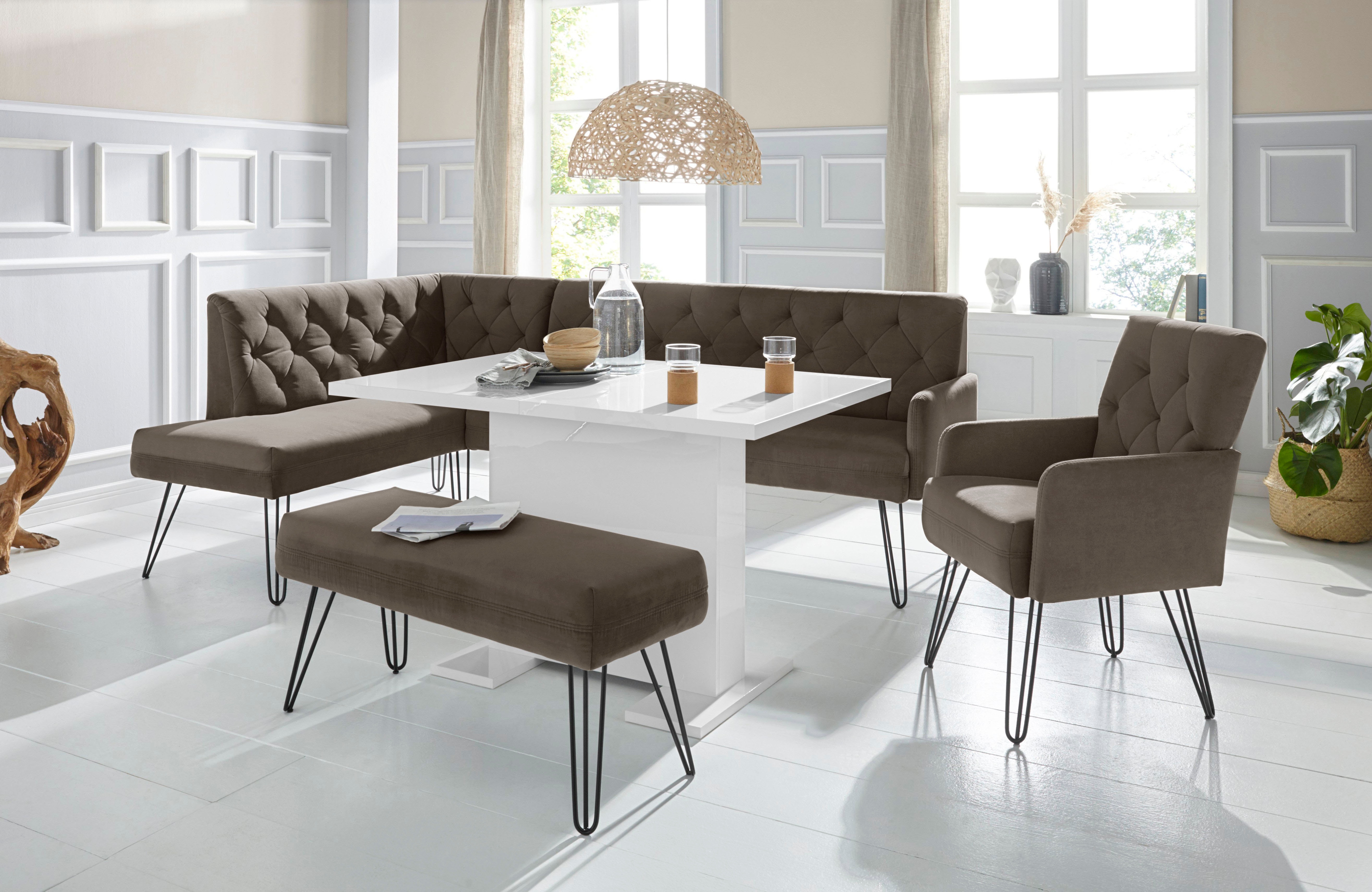 exxpo - sofa fashion "Doppio, Chesterfield Optik, komfortabel und bequem, hohe Designfüße" Frei im Raum stellbar