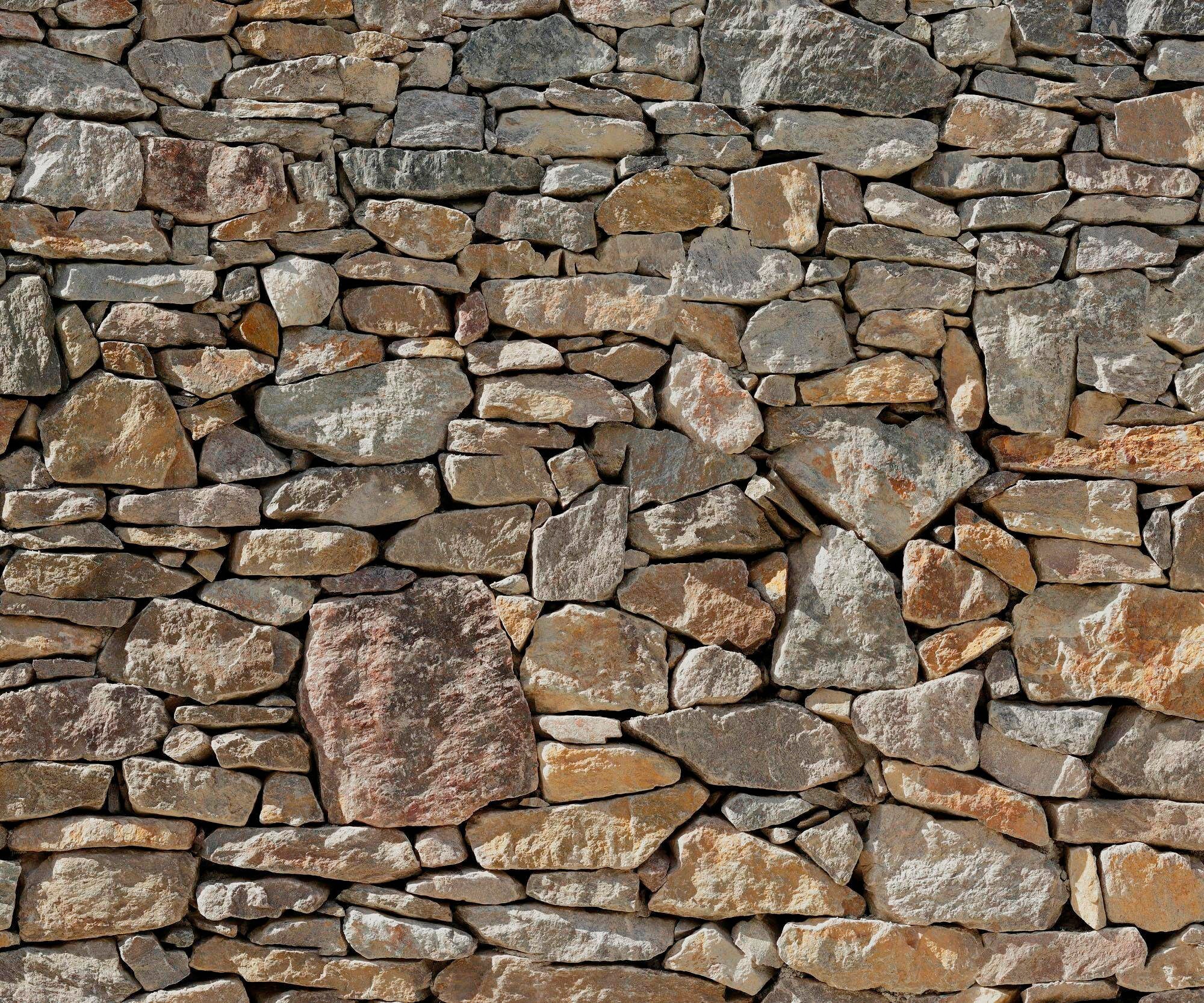 Komar Vliestapete "Digitaldruck Vlies - Stone Wall - Größe 300 x 250 cm" bedruckt glatt Wohnzimmer, Schlafzimmer