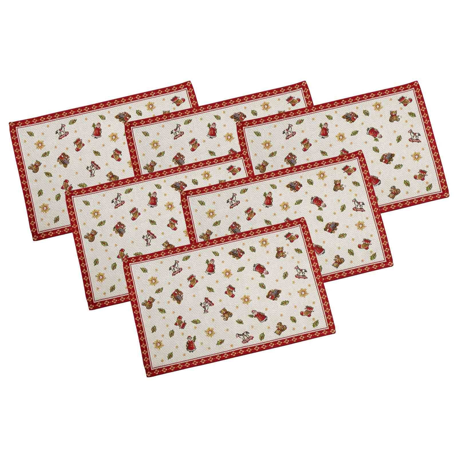 Weihnachtsfigur VILLEROY & BOCH, bunt, Dekofiguren, "Platzset Toy's Delight 48 x 32 cm 6er Set bunt"