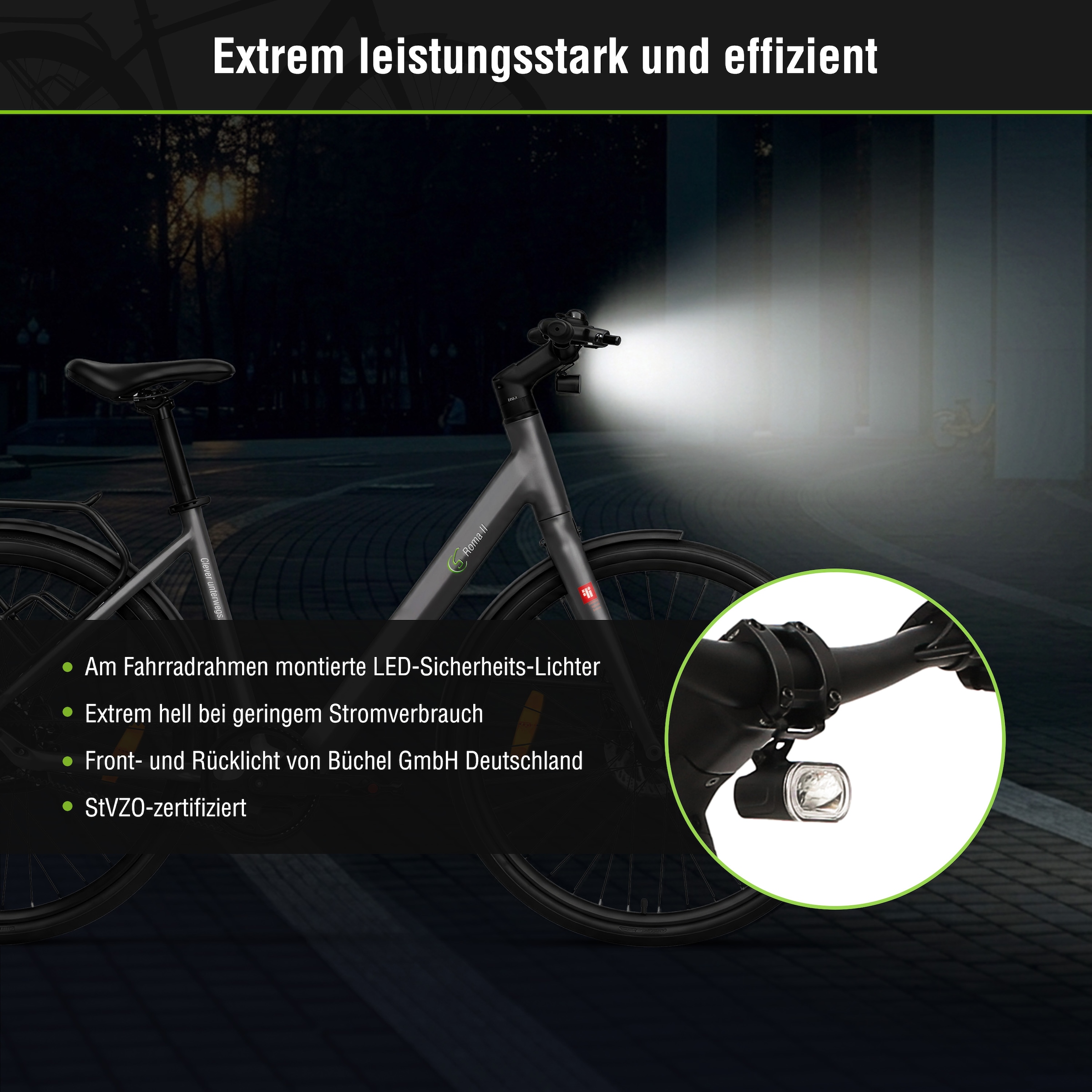 SachsenRad »C3V Roma II mit intelligenter Unterstützungsstufe« ohne Schaltung Heckmotor 250 W nur 16KG ohne Gepäckträger und Schutzblech