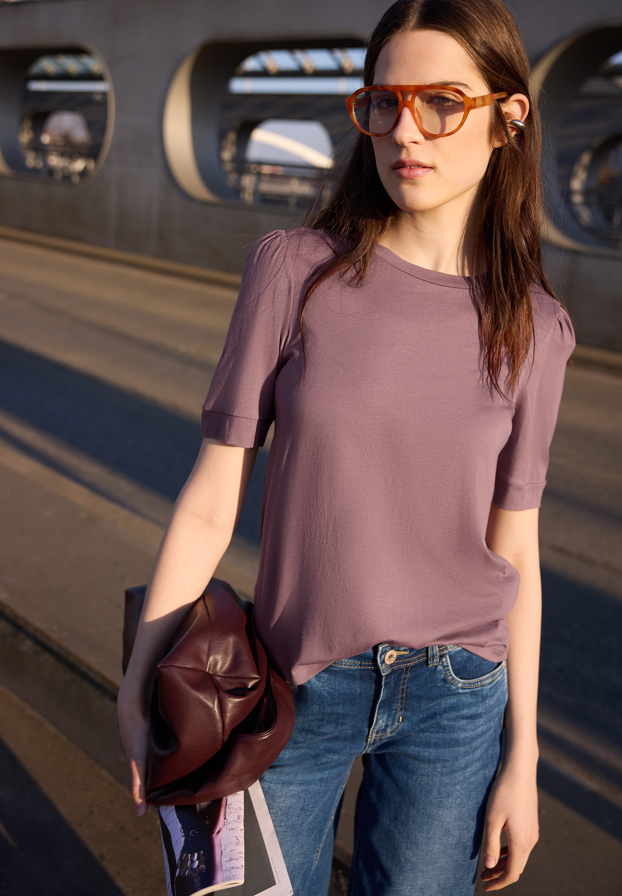 STREET ONE STUDIO Rundhalsshirt mit Rundhalsausschnitt günstig online kaufen