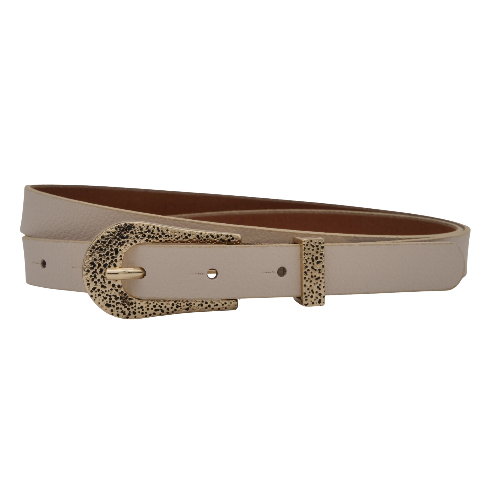 Ledergürtel ANNAMATONI "AnnaMatoni Damen Ledergürtel in hochwertigem Veganem Nappa 2cm", Damen, Gr. TW95 - 110cm Gesamtlänge, creme 105, 100% Leder, Gürtel Ledergürtel