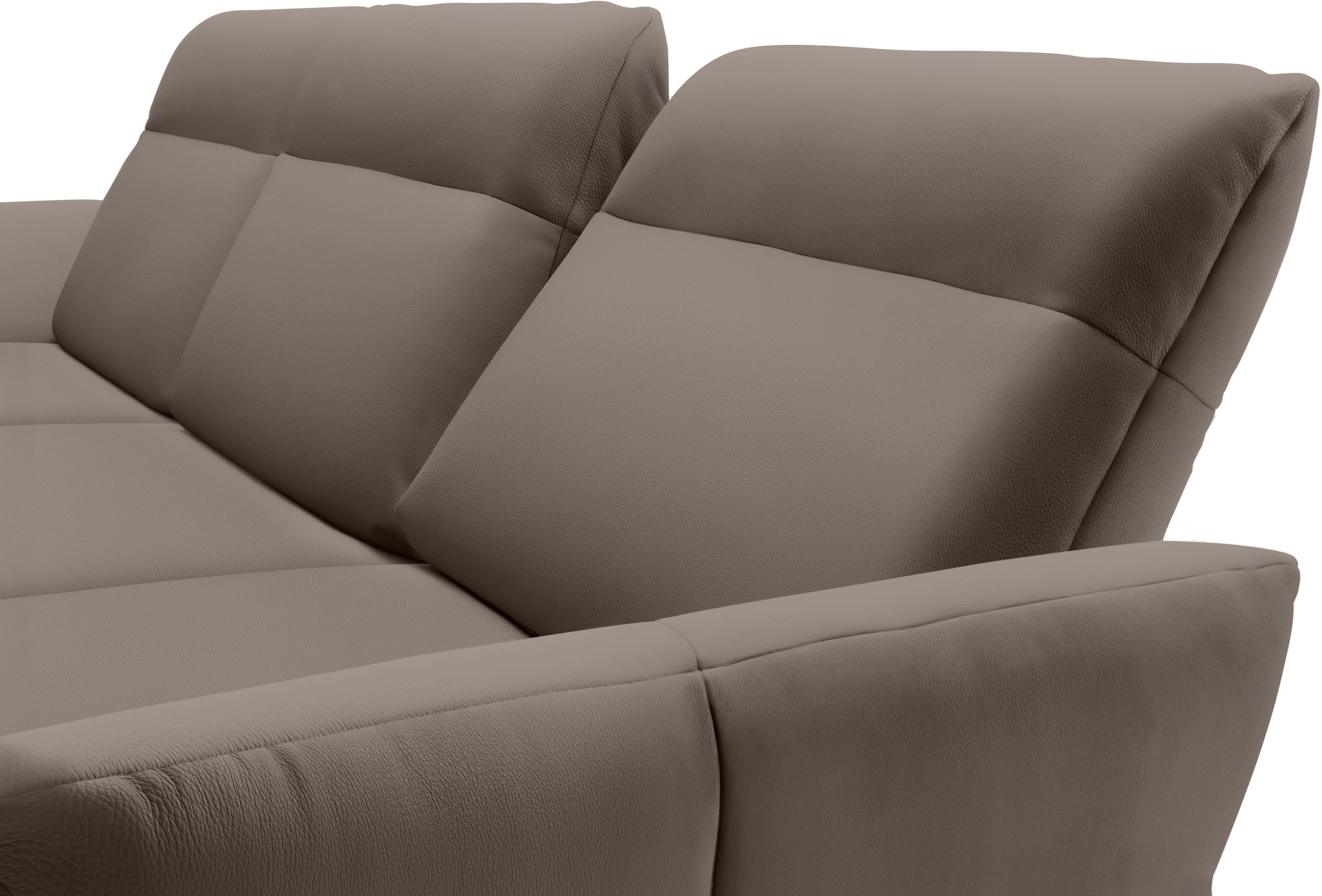 Creation BY ROLF BENZ Ecksofa »CR.460«, Sockel in Nussbaum, Winkelfüße in Umbragrau, Breite 318 cm