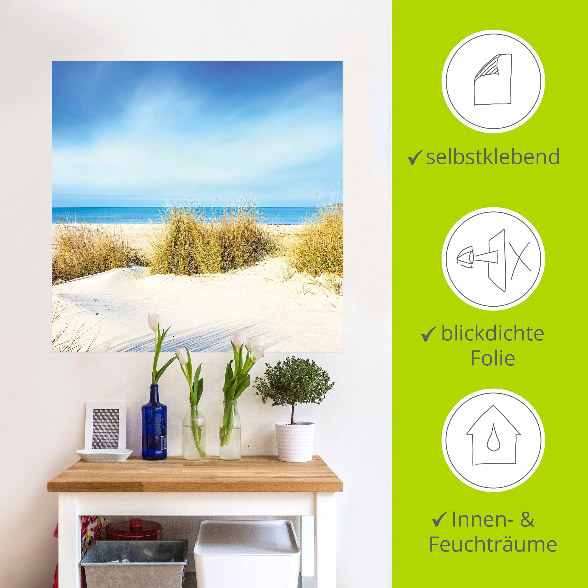 Artland Wandbild »Gras auf Sanddünen«, Strand, (1 St.), als Leinwandbild, Poster, Wandaufkleber in verschied. Größen