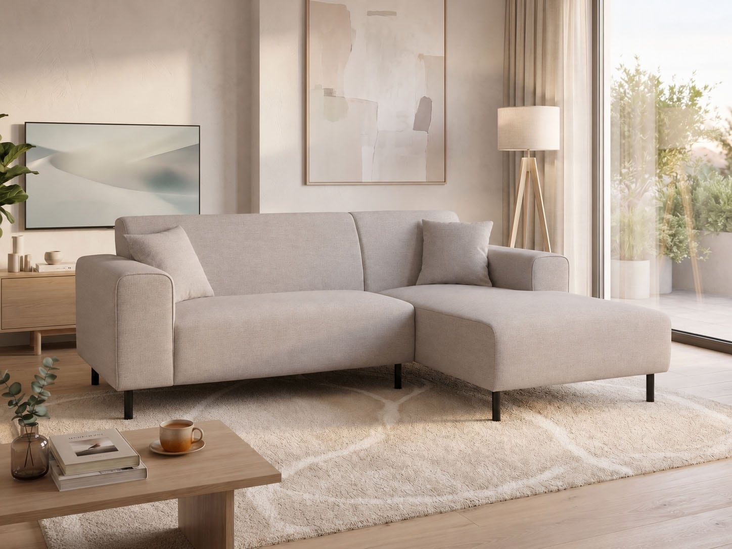 OTTO home Ecksofa "ARROS L-Form mit Wellenunterfederung, Maße B/T/H: 235/163/81 cm" incl. Zierkissen, mit Recamiere rechts/links bestellbar, auch in Cord