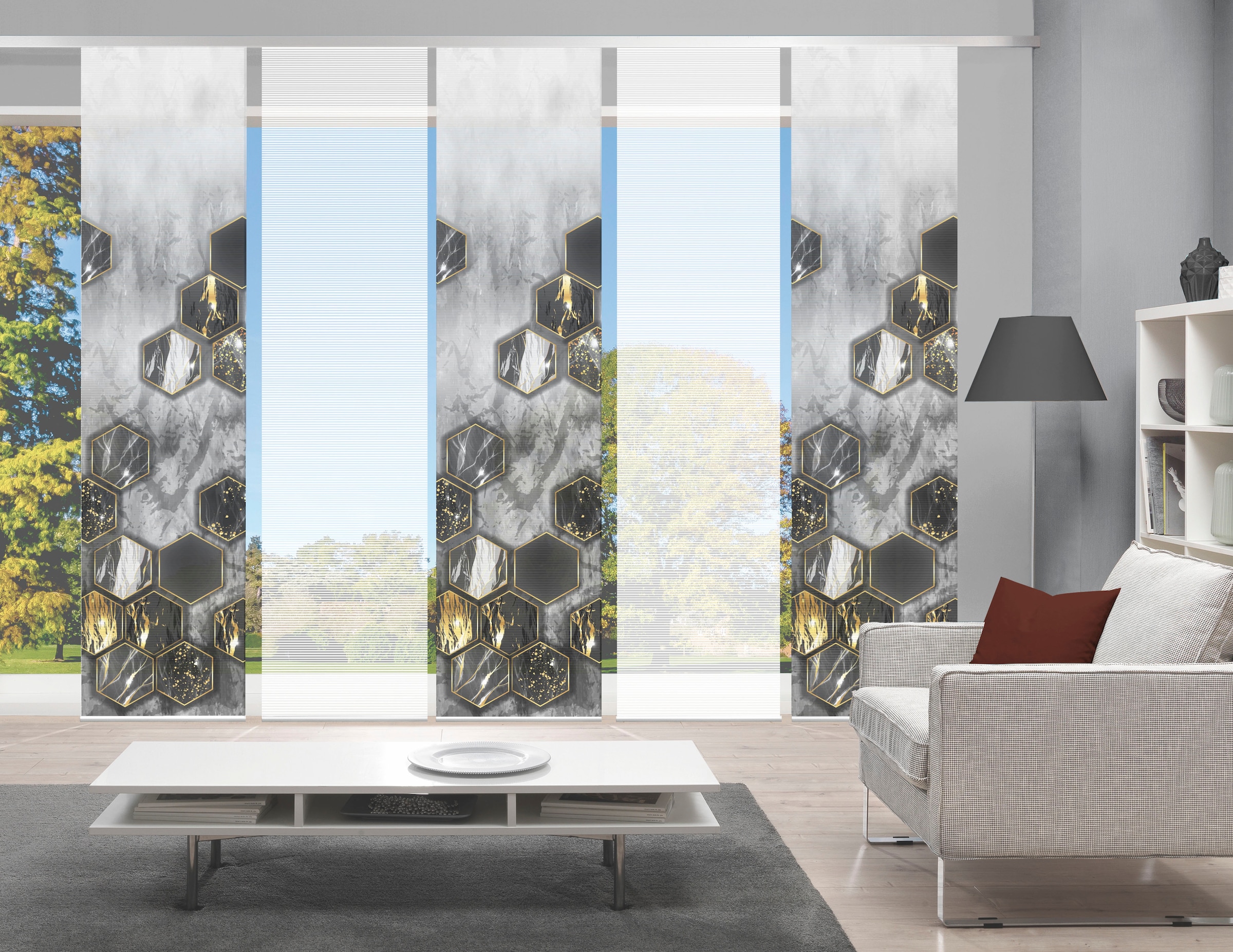 Vision S Schiebegardine "LAYON 5er SET" Paneelwagen 5 Stk. tlg. Schiebevorh günstig online kaufen