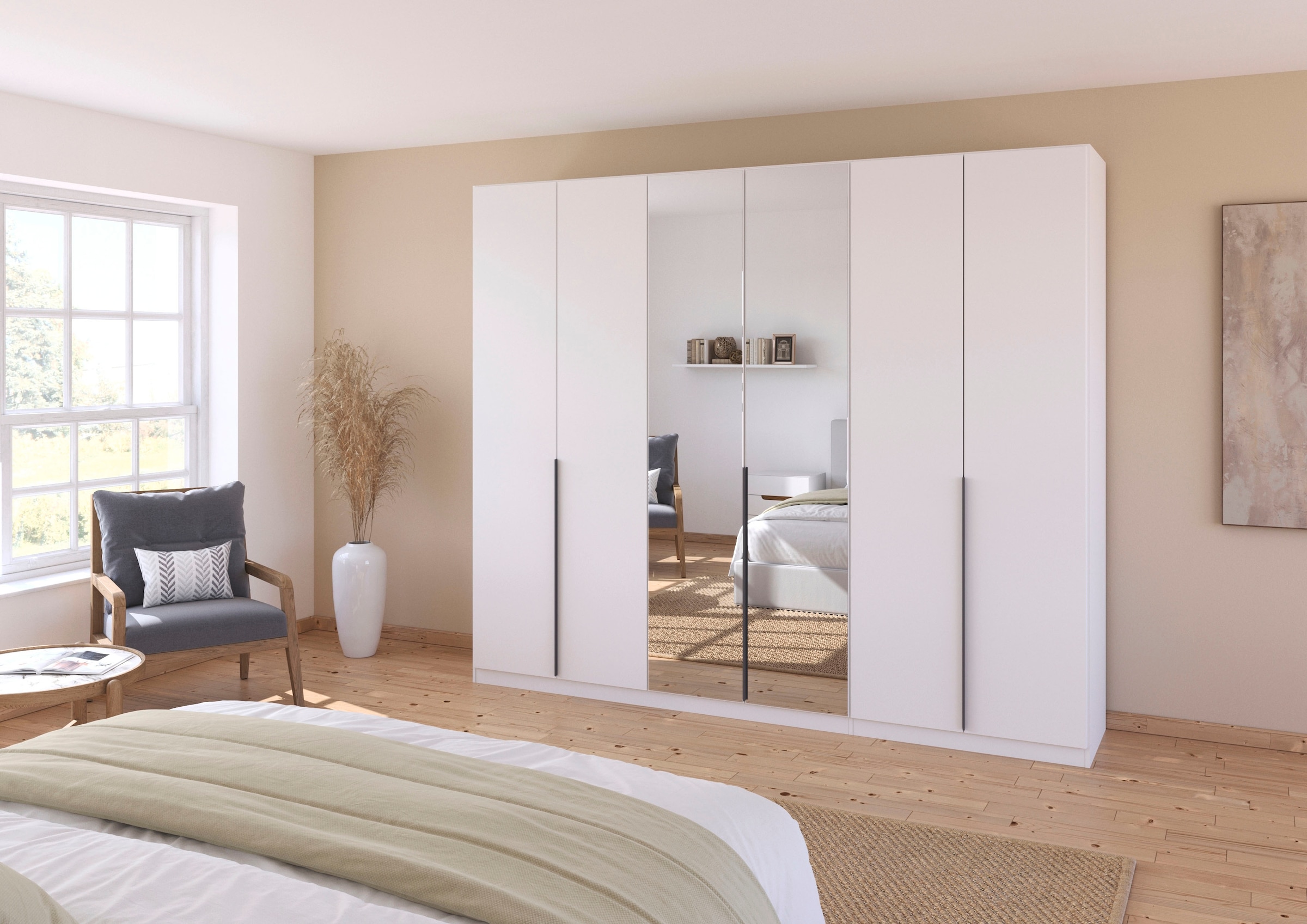 rauch Drehtürenschrank »Kleiderschrank Schrank Garderobe AGORDO mit Dekor- oder Hochglanzfront«, (in zwei Griff-Farben), durchdachte Innenausstattung, in 6 Breiten und 2 Höhen MADE IN GERMANY