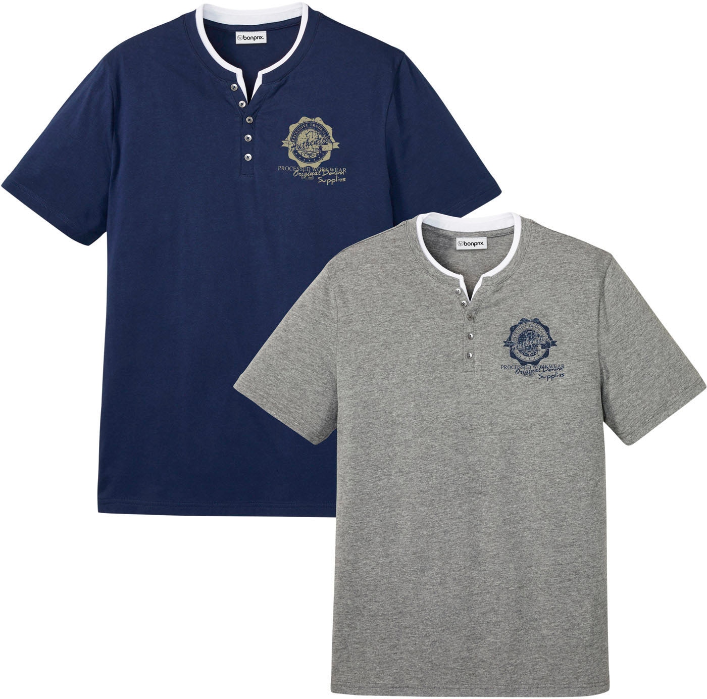 bonprix Packung, 2 Stk. Regular Fit, im Lagenlook, aus Baumwolle, Casual Stil