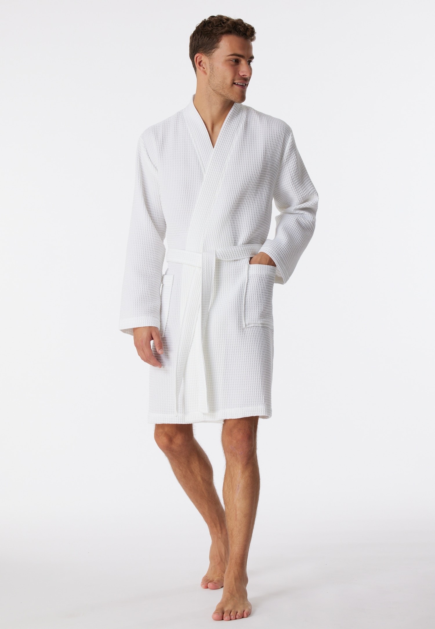 Schiesser Herrenbademantel "Essentials", mit Bindekordel, Kimono-Schnitt günstig online kaufen