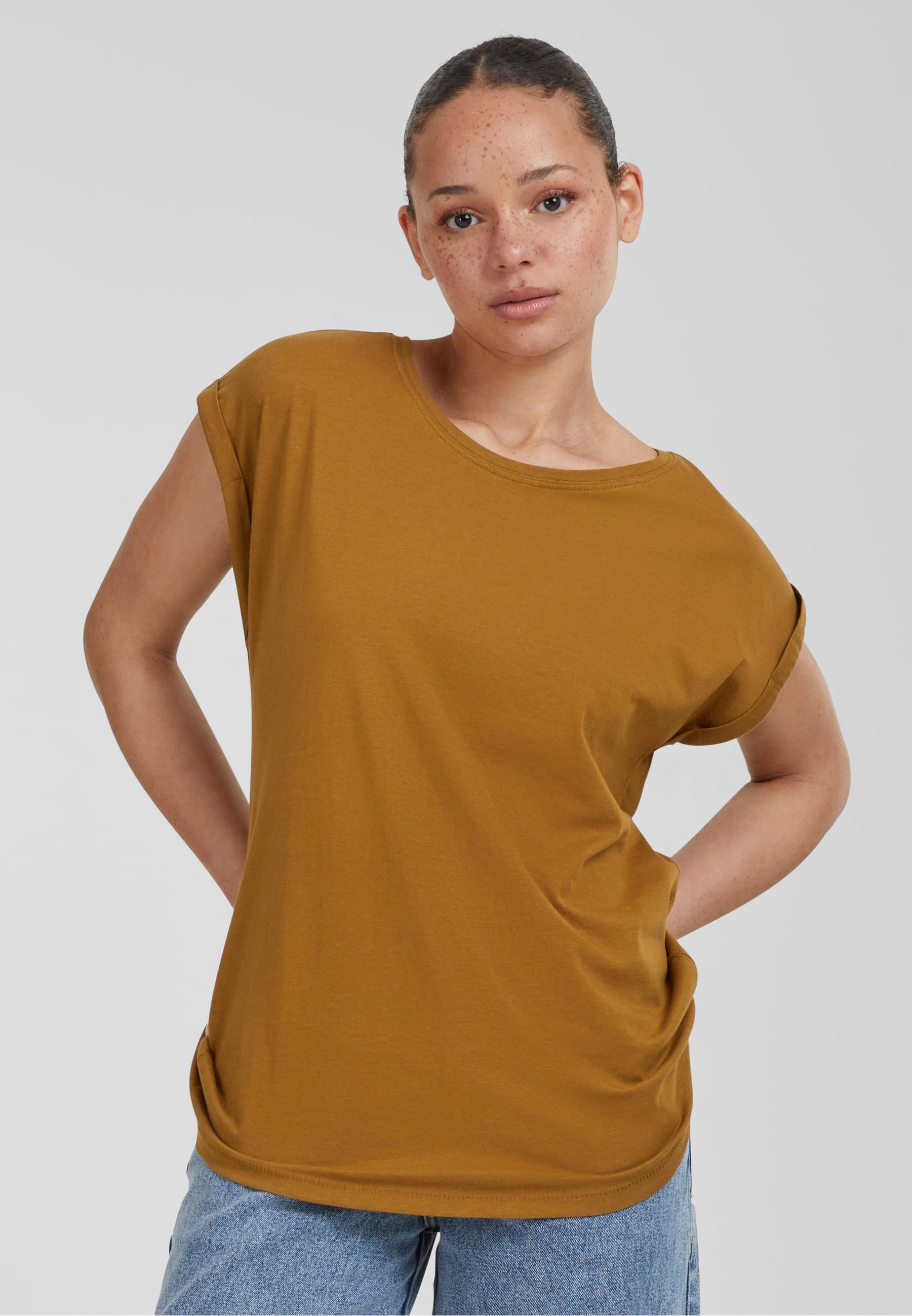 URBAN CLASSICS Kurzarmshirt »Urban Classics Damen Ladies Extended Shoulder Tee«, (1 tlg.)