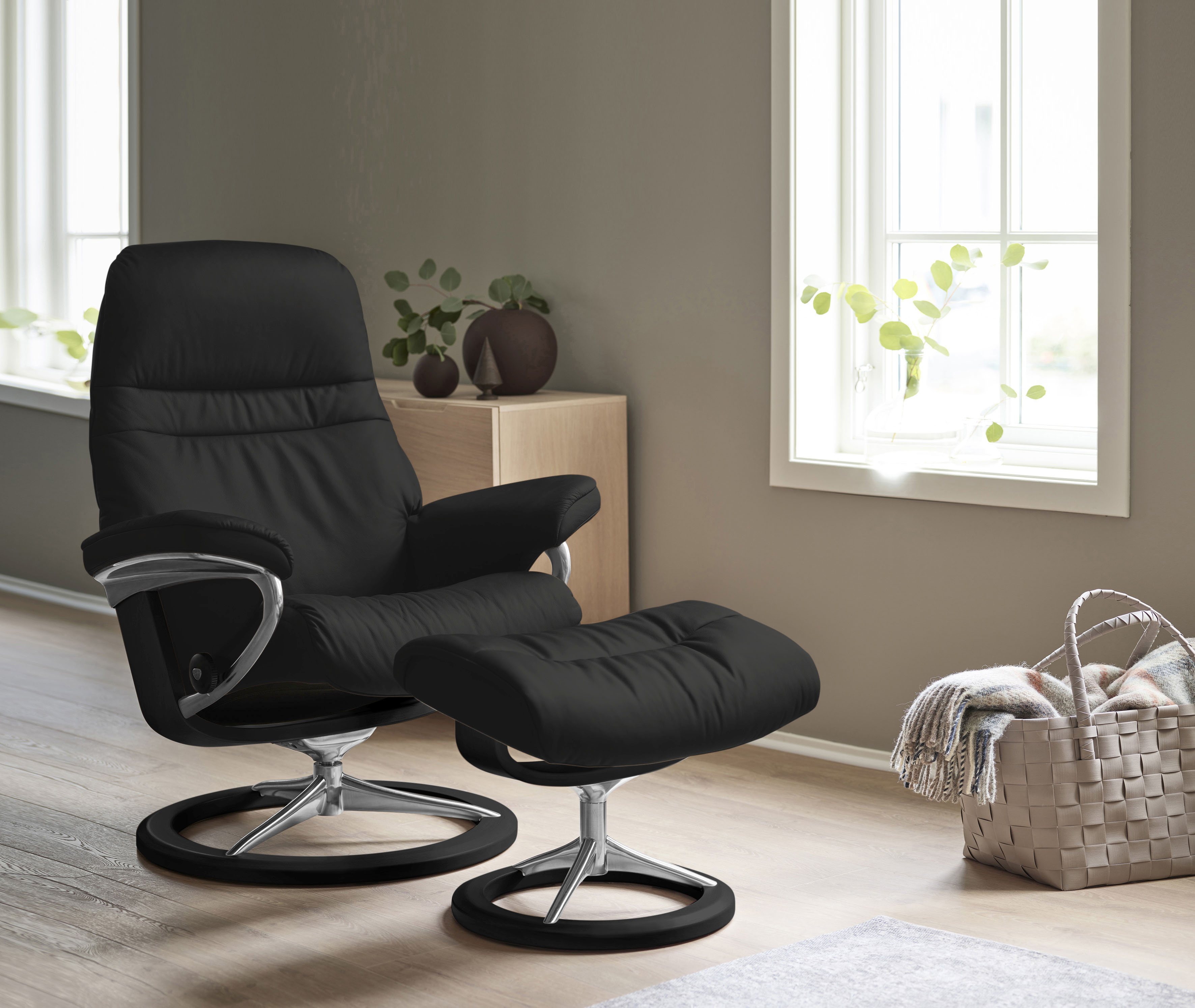 Stressless Relaxsessel "Sunrise" Relaxsessel mit Hocker, mit Signature Base, Größe S, Gestell Schwarz