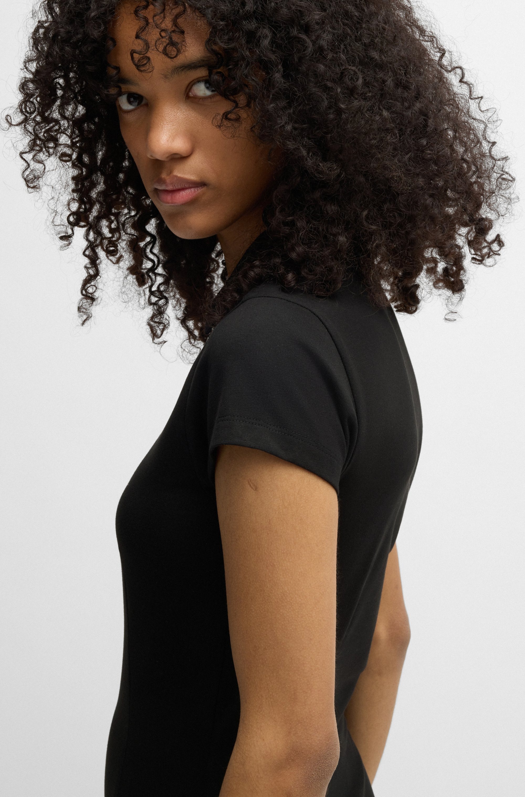 HUGO Blue Jerseykleid »Nera«, mit Polokragen, Logo-Puller