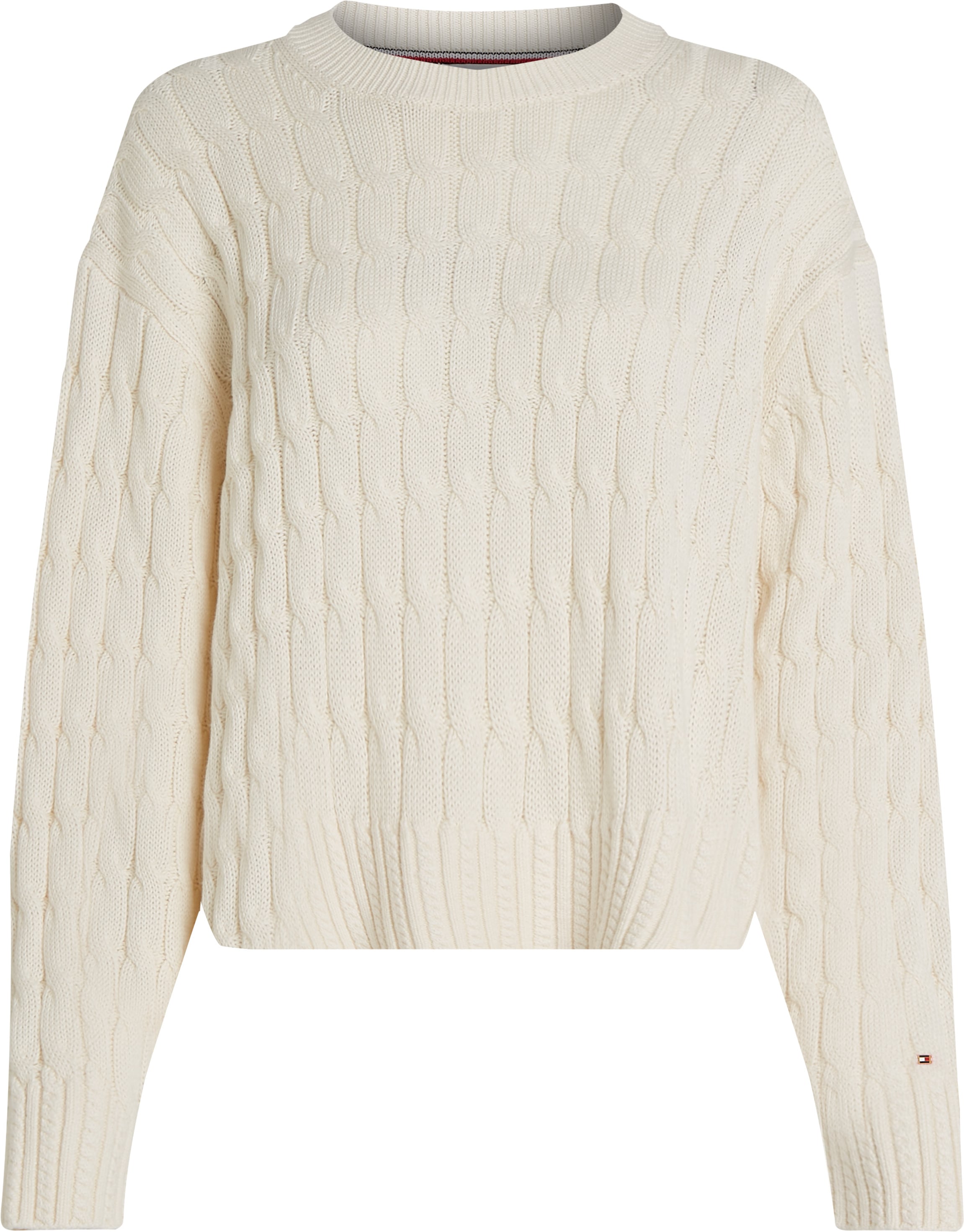 Tommy Hilfiger Rundhalspullover »SOFT CO CABLE C-NK LS SWT«, mit Zopfmuster