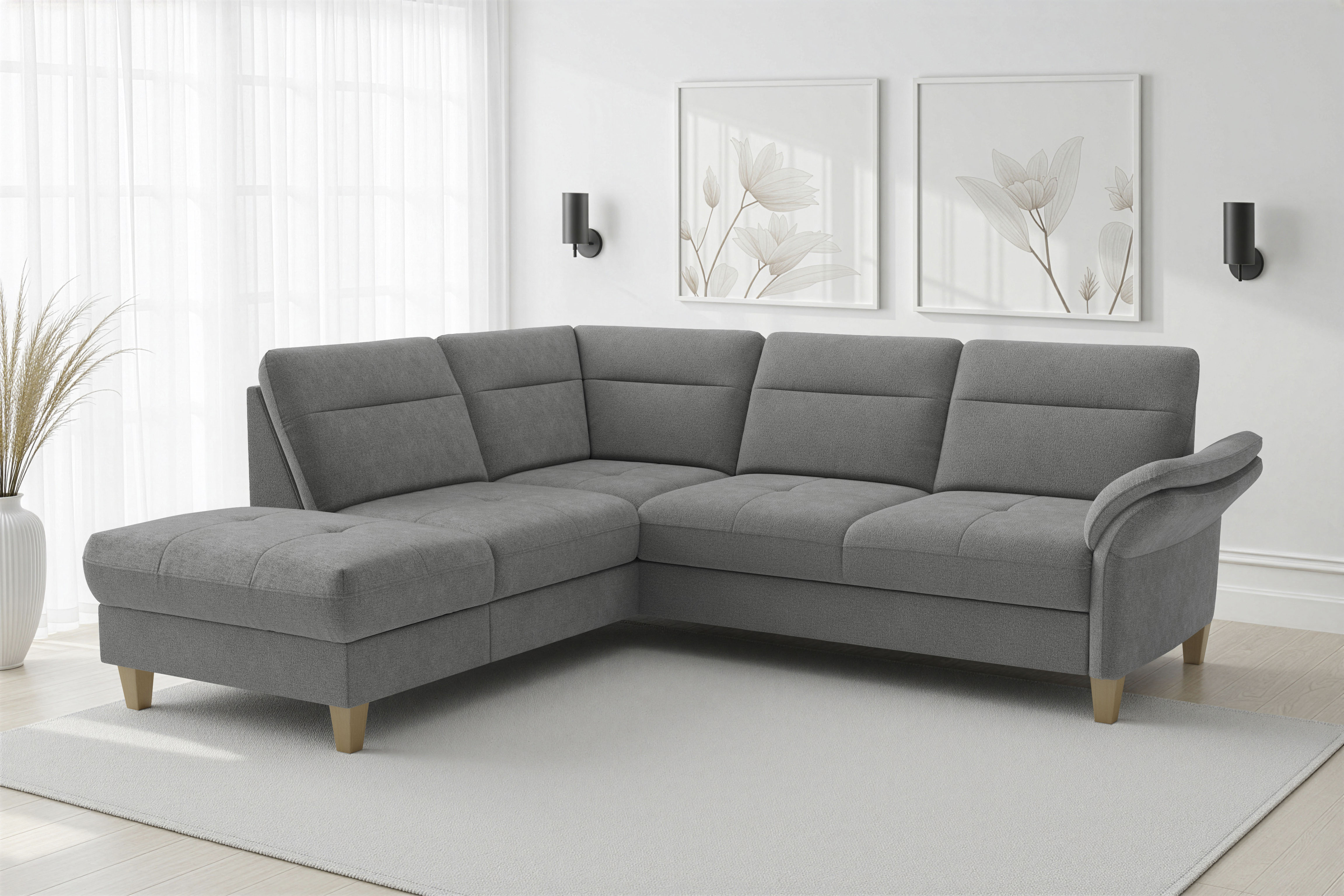 sit&more "Pamela L-Form, B: 218 cm, optional Schlaffunktion & Bettkasten" mit Federkern