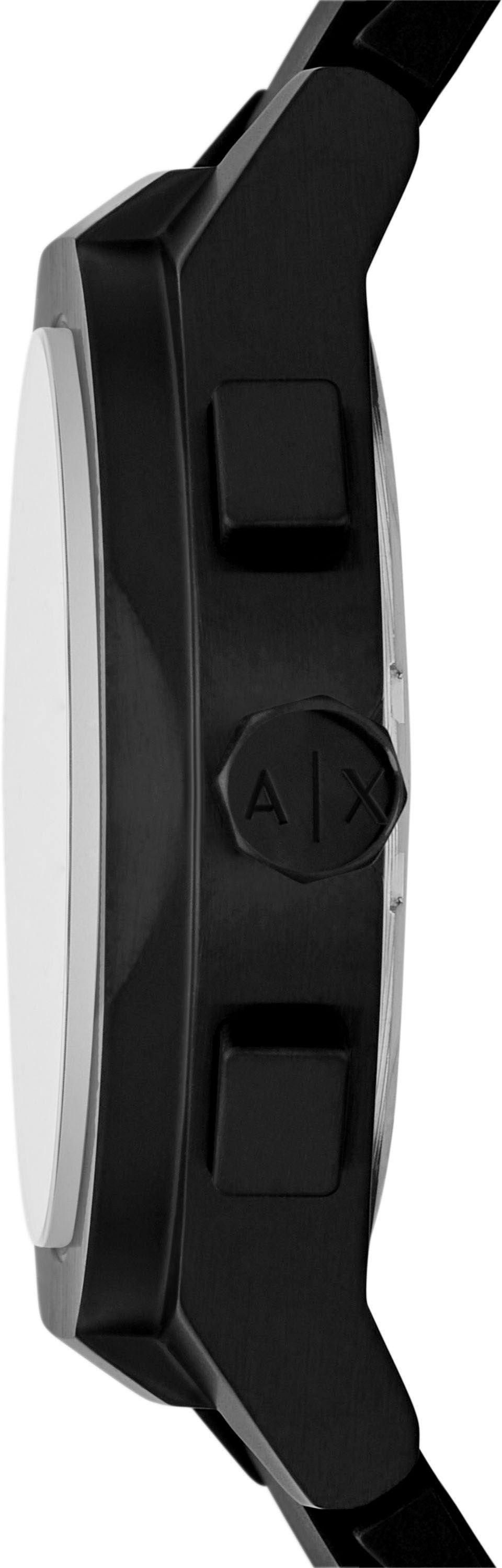 ARMANI EXCHANGE Chronograph »SYNC«, (Set, 2 tlg., mit Kofferanhänger), Quarzuhr, Armbanduhr, Herrenuhr, Silikonarmband, Geschenkidee, Tag