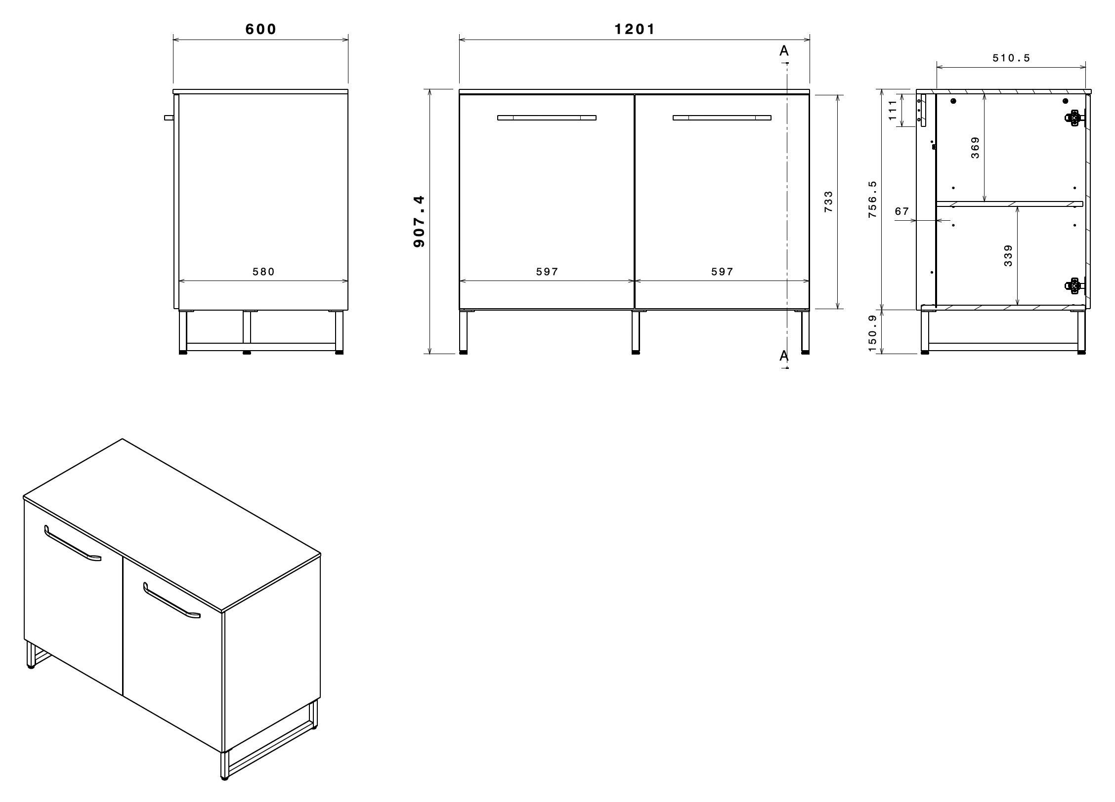 Parisot Schrank-Set »Wave 1, Küchenschrank, Buffetset, Küche«, (Set, 9 St., 4xUnterschrank, Theke/Arbeitsplattenergänzung.,3x Hochschrank, Regal), Türen mit Softclose Funktion, Thekenplatte aus Eiche - funiert