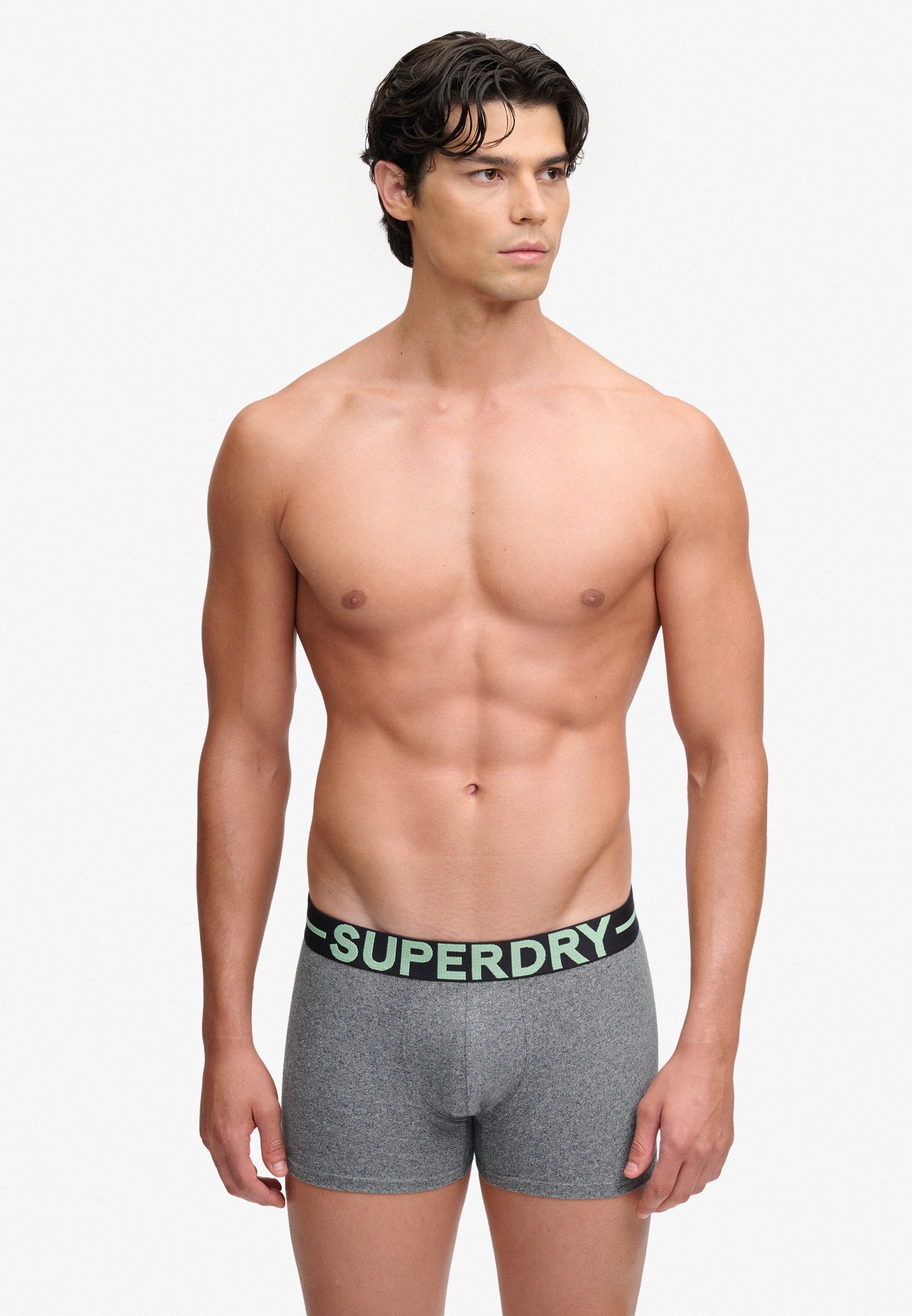 SUPERDRY Herren Boxershorts "TRUNK TRIPLE PACK", Gr. S, grau, Jersey, Obermaterial: 95% Baumwolle, 5% Elasthan, unifarben, Unterhosen, aus