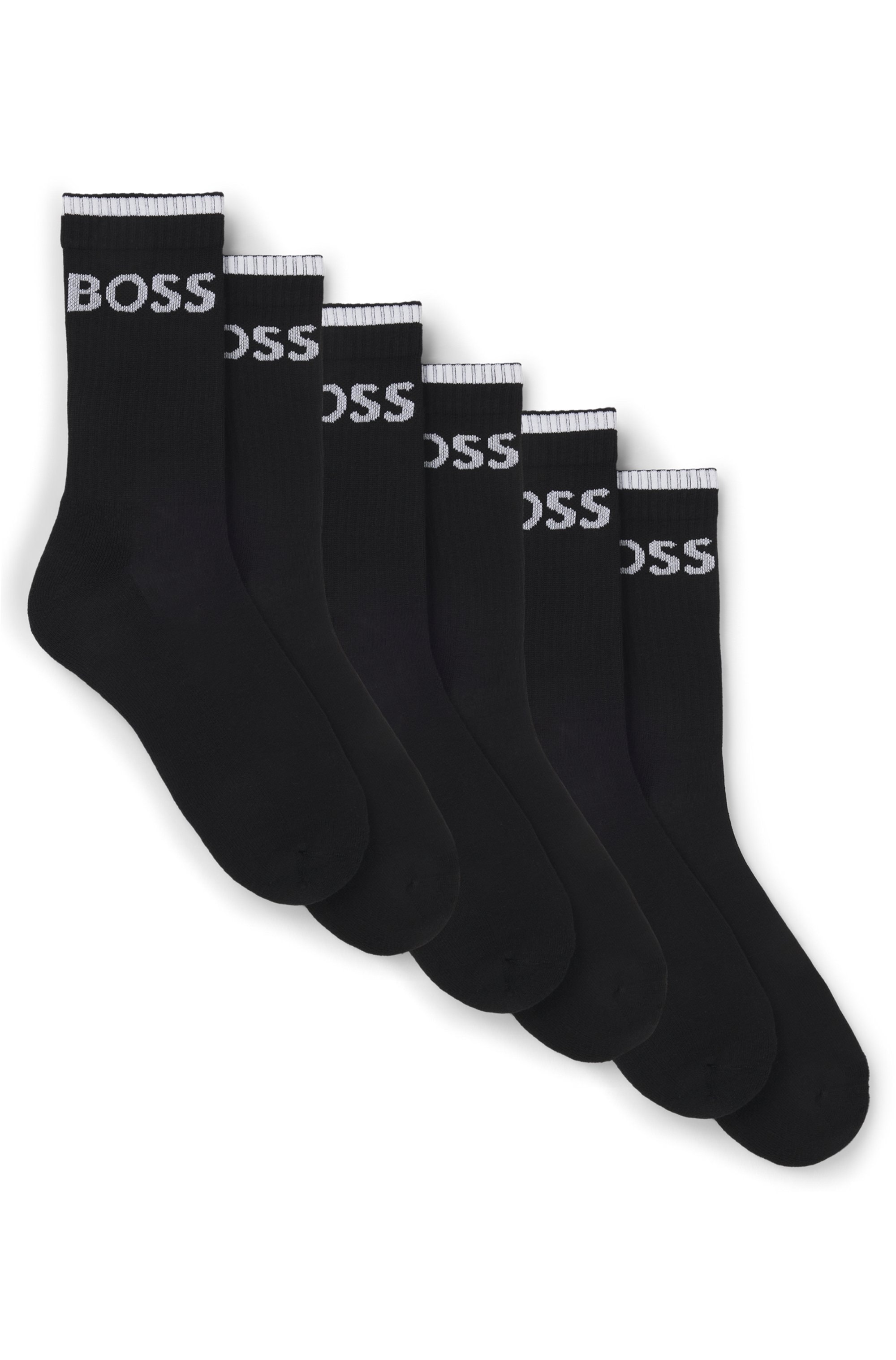 BOSS Businesssocken "6P QS Stripe CC" Packung, 6er, 6 Paar tlg. mit BOSS Schriftzug
