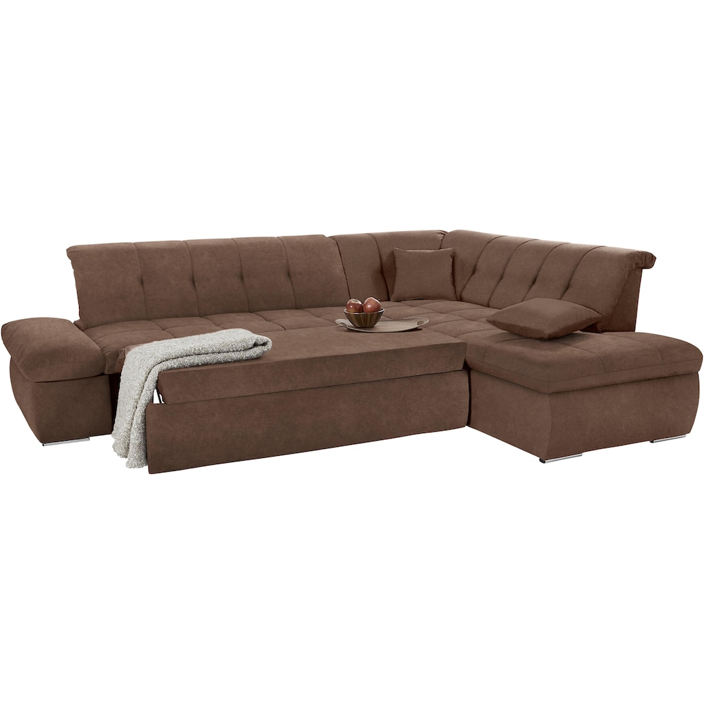 DOMO collection Ecksofa »NMoric incl. Zierkissen B/T/H: 273/216/80 cm«