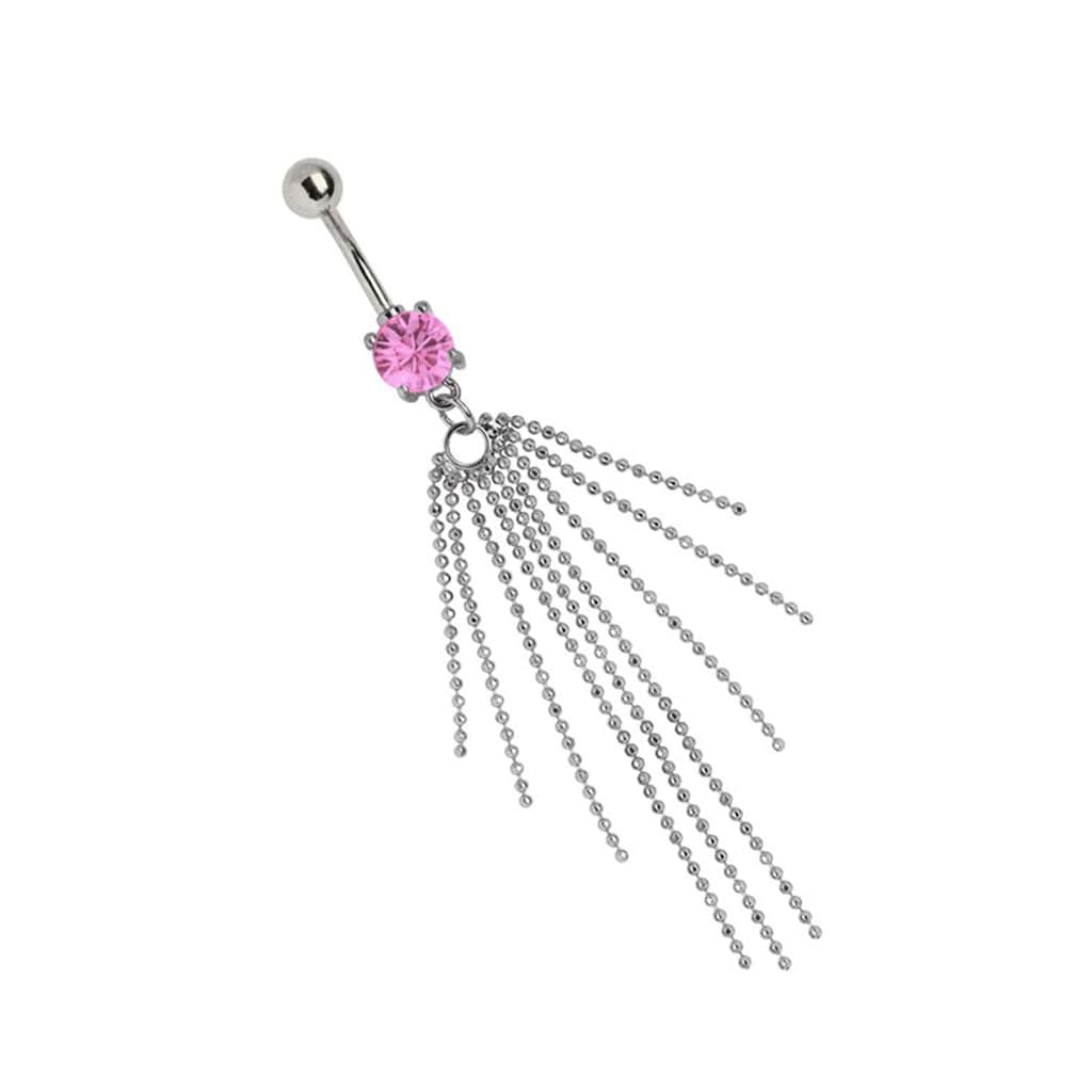 Adelia´s Bauchnabelpiercing »Piercing  Piercing Bauchnabelpiercing«, Titan Banane - offener Stein mit 9 Kugelketten rosa