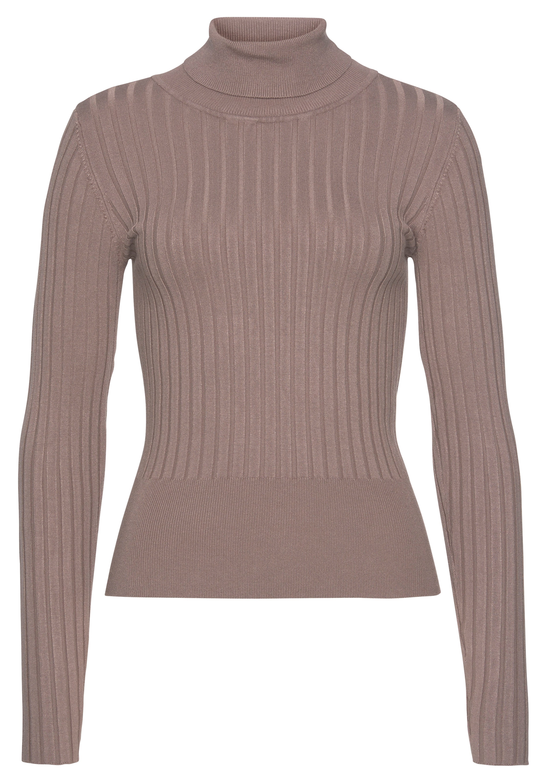 LASCANA Rollkragenpullover, aus weichem Rippstrick, figurbetonter Strickpullover