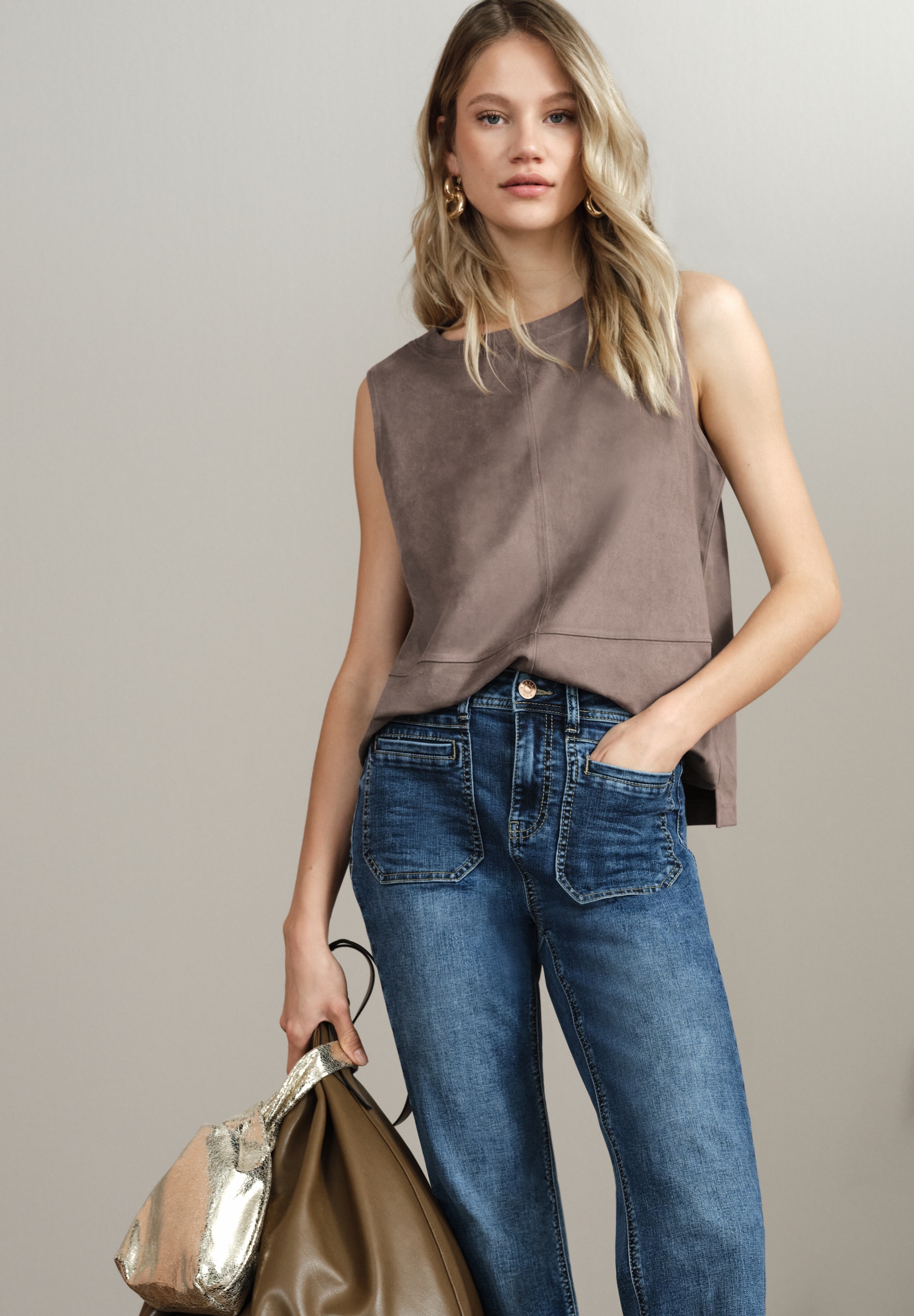 STREET ONE Trägertop aus elastischem Materialmix