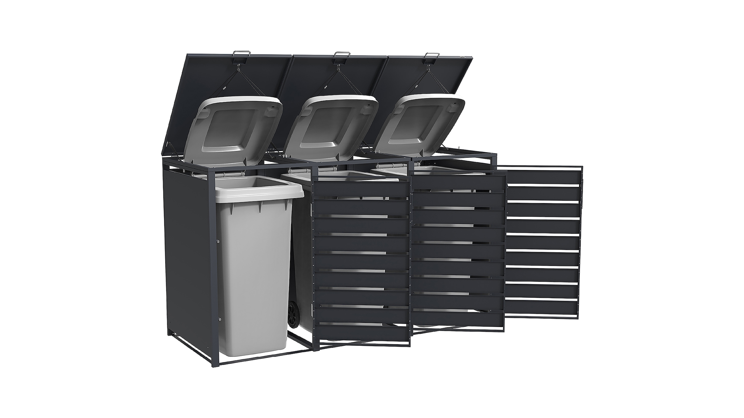 weka Mülltonnenbox »Gary« Metall pulverbeschichtet, für 3 Mülltonnen, BxTxH: 189,5x80x116 cm